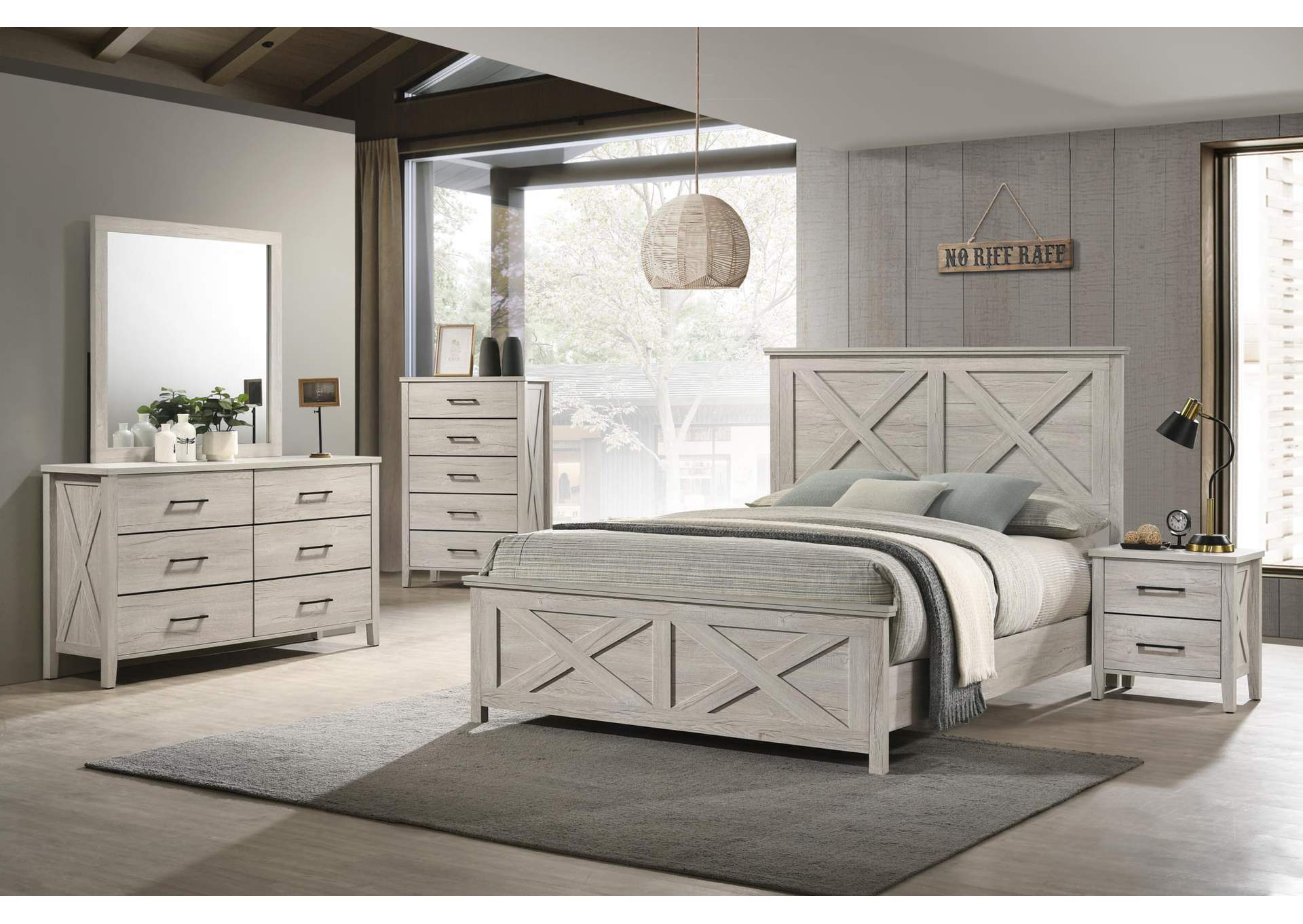 Queen 5 Piece Bedroom Set With Dresser, Mirror, Chest, and Nightstand image 1