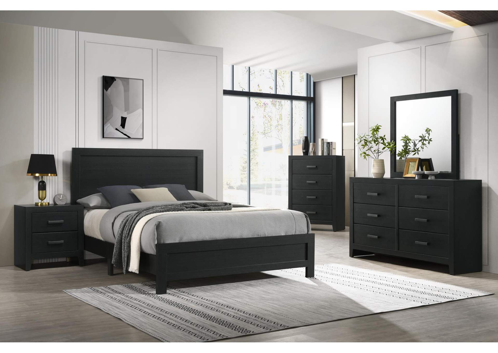 King 5 Piece Bedroom Set With Dresser, Mirror, Chest, and Nightstand image 1