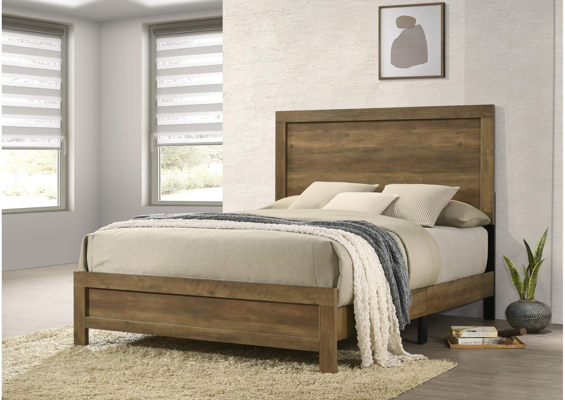 Knotty Oak Queen Bed image 1