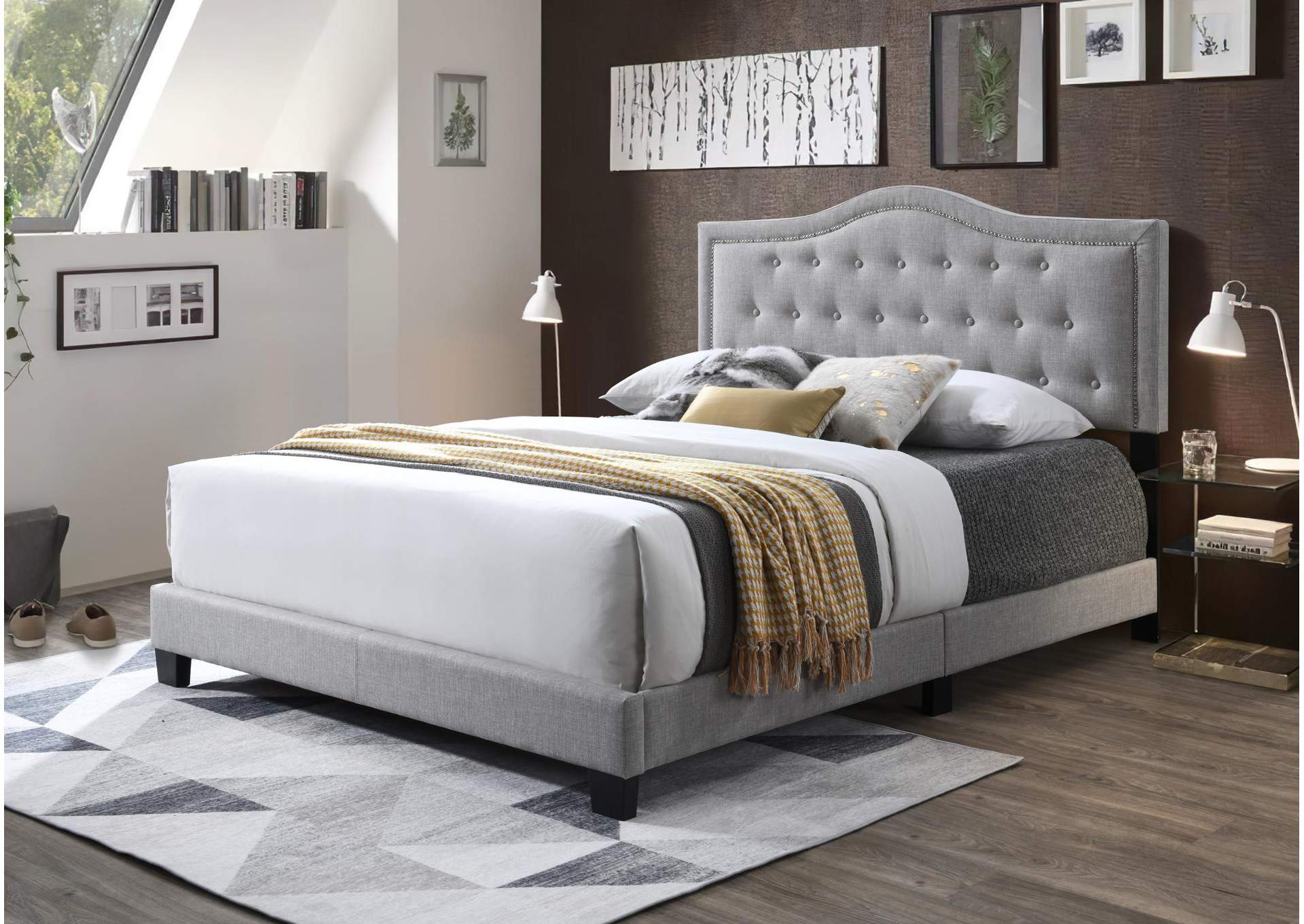 Light Gray Queen Bed image 1