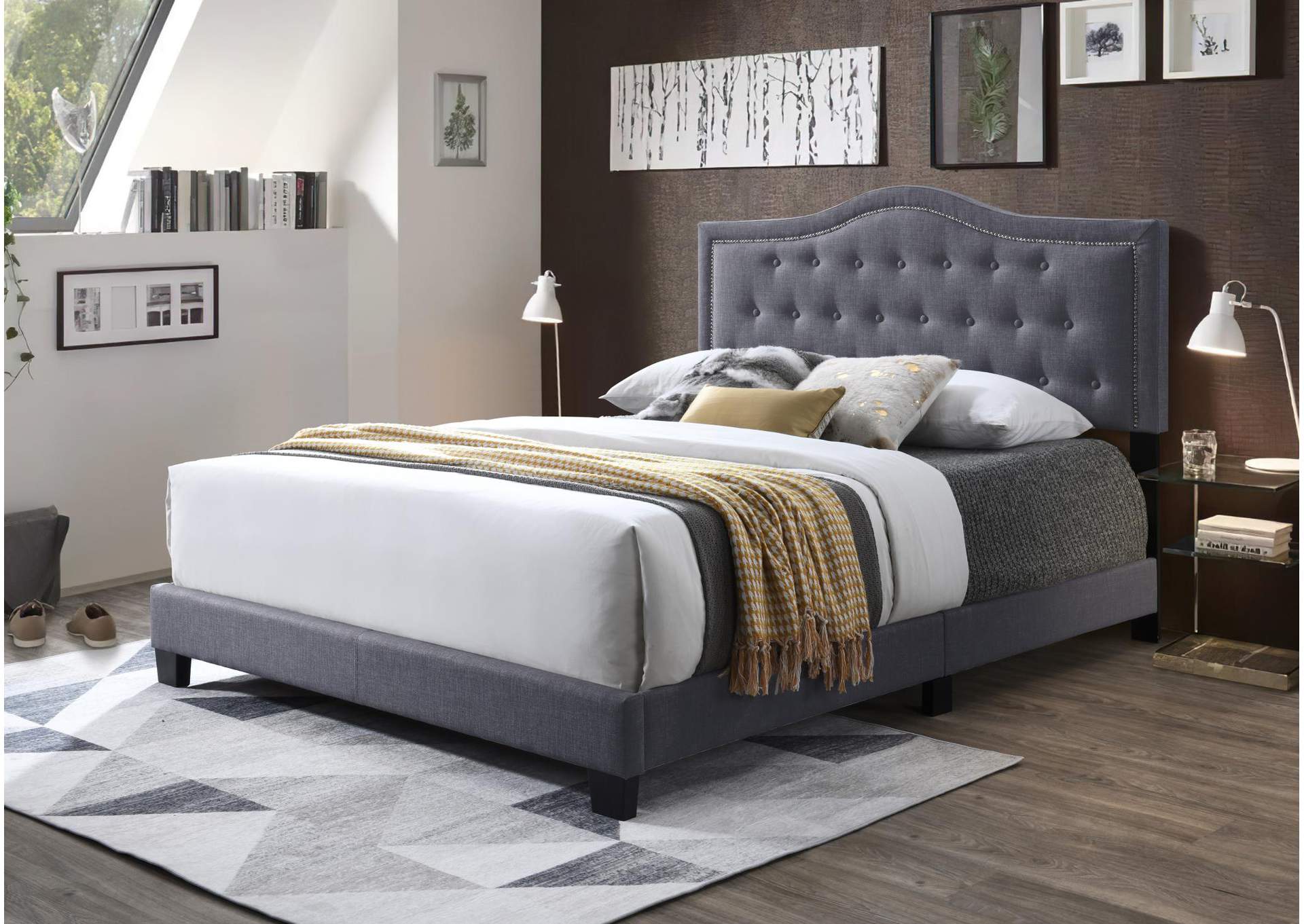 Dark Gray Queen Bed image 1