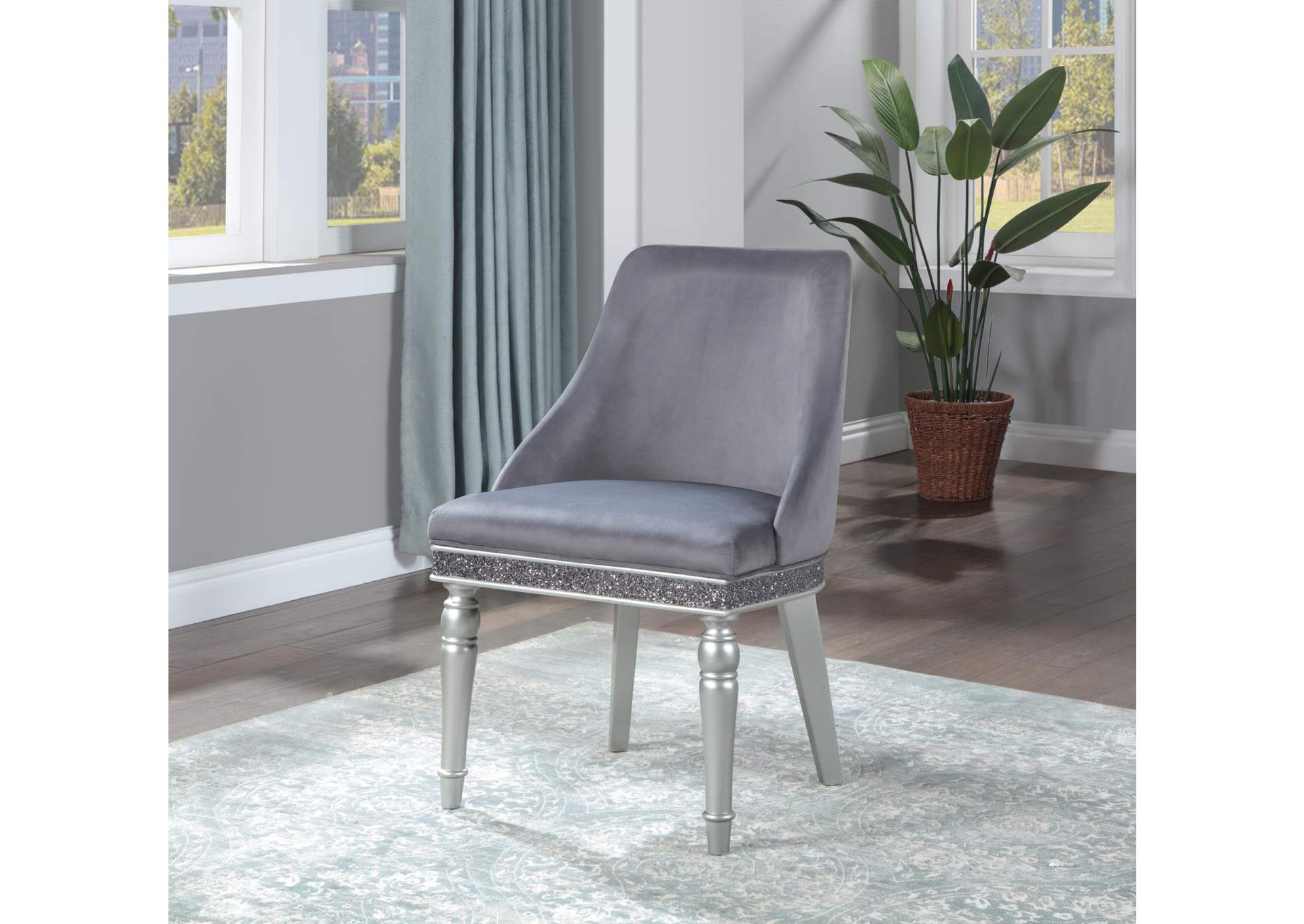 Silver Shimmer Velvet Arm Chair (2 - Box) image 1