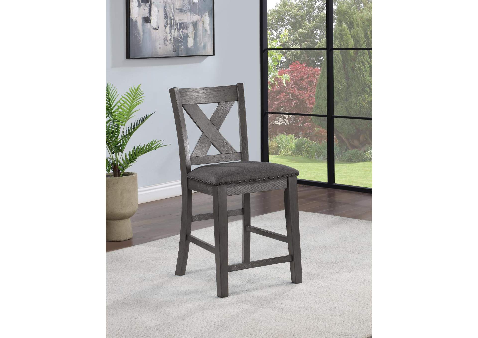 Gray Counter Height Table With 6 Counter Chairs image 1