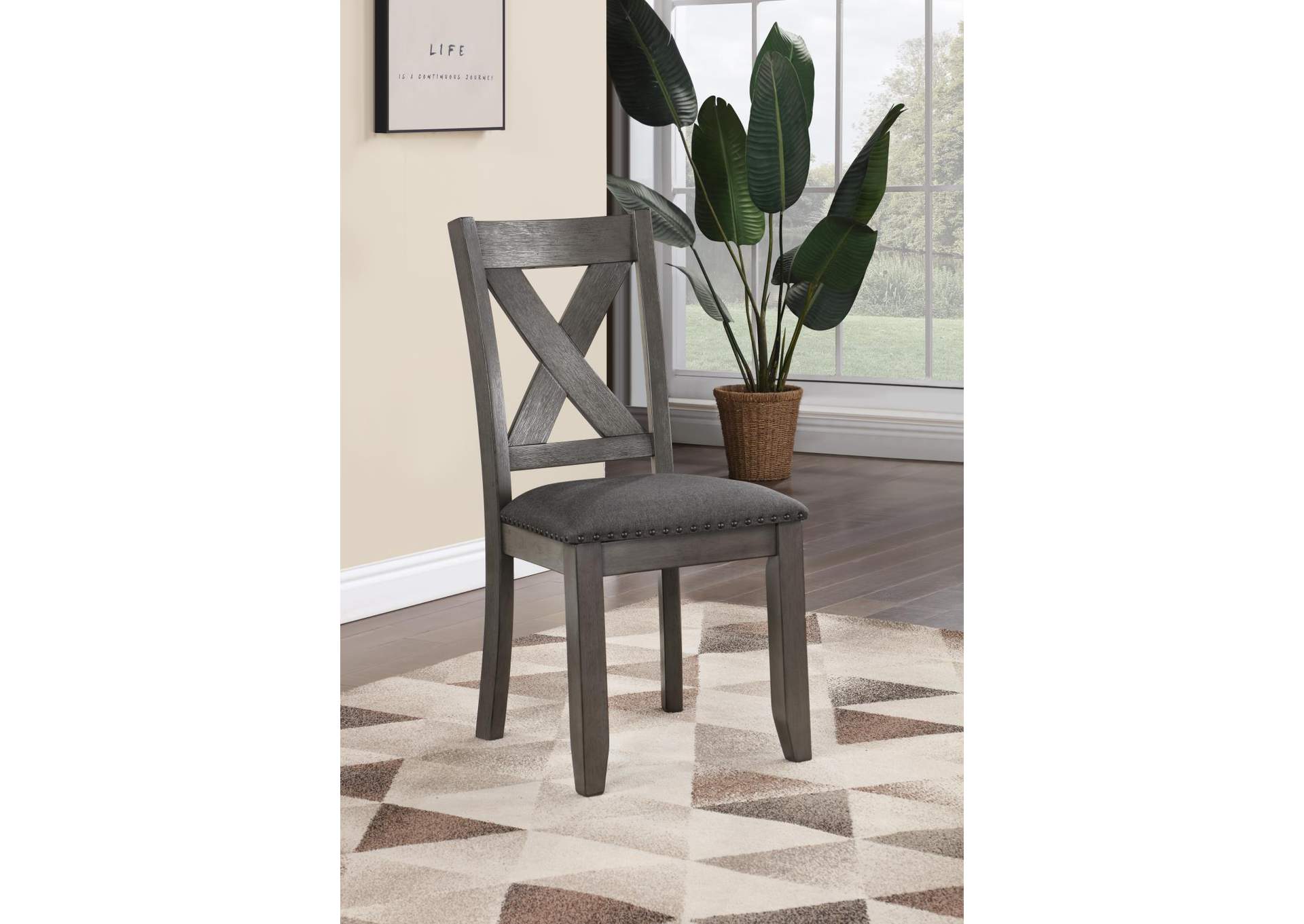 Gray Dining Table With 6 Side Chairs image 1