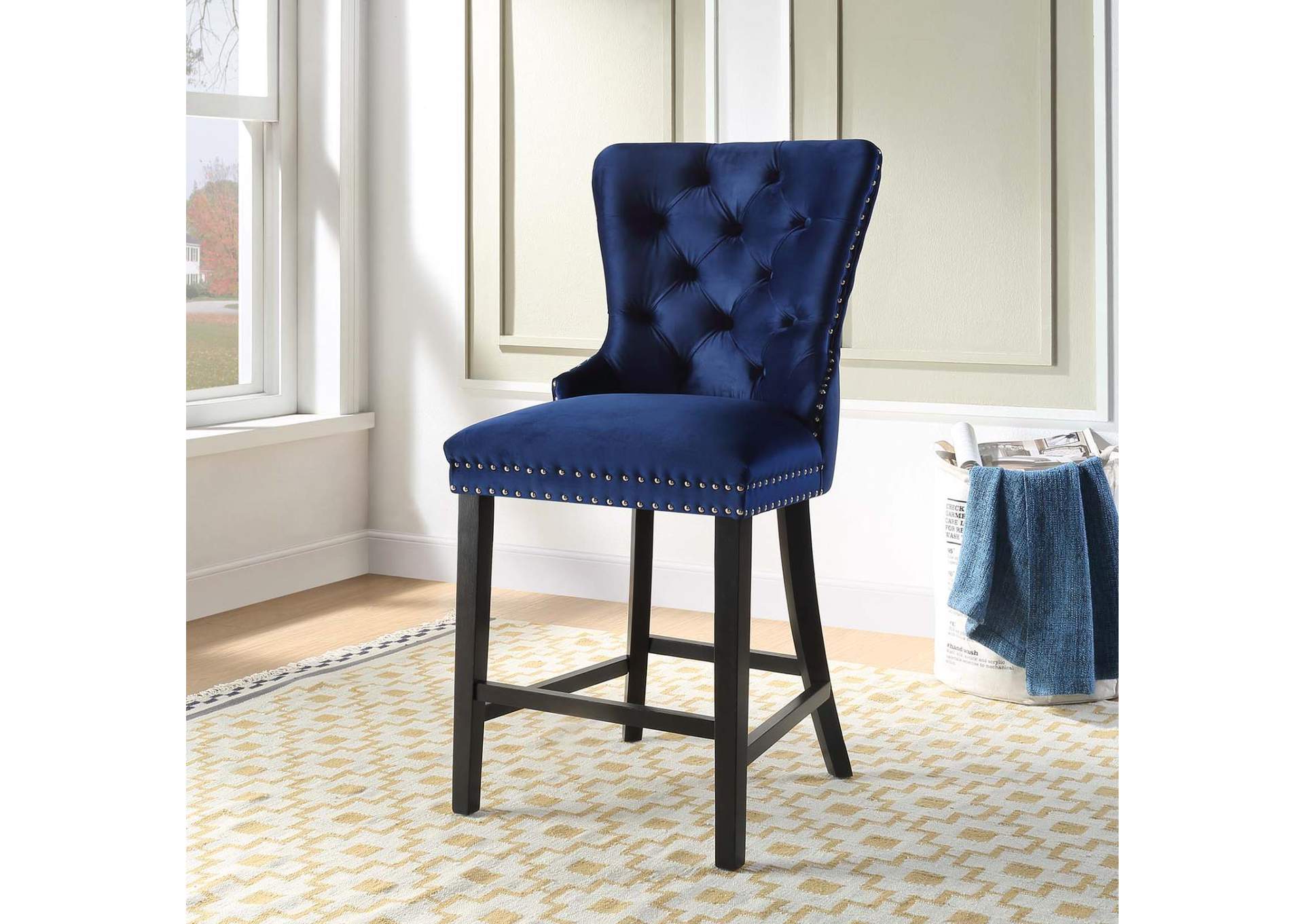 Dark Navy Velvet Counter Chair (Price Per Chair - Moq 2) image 1