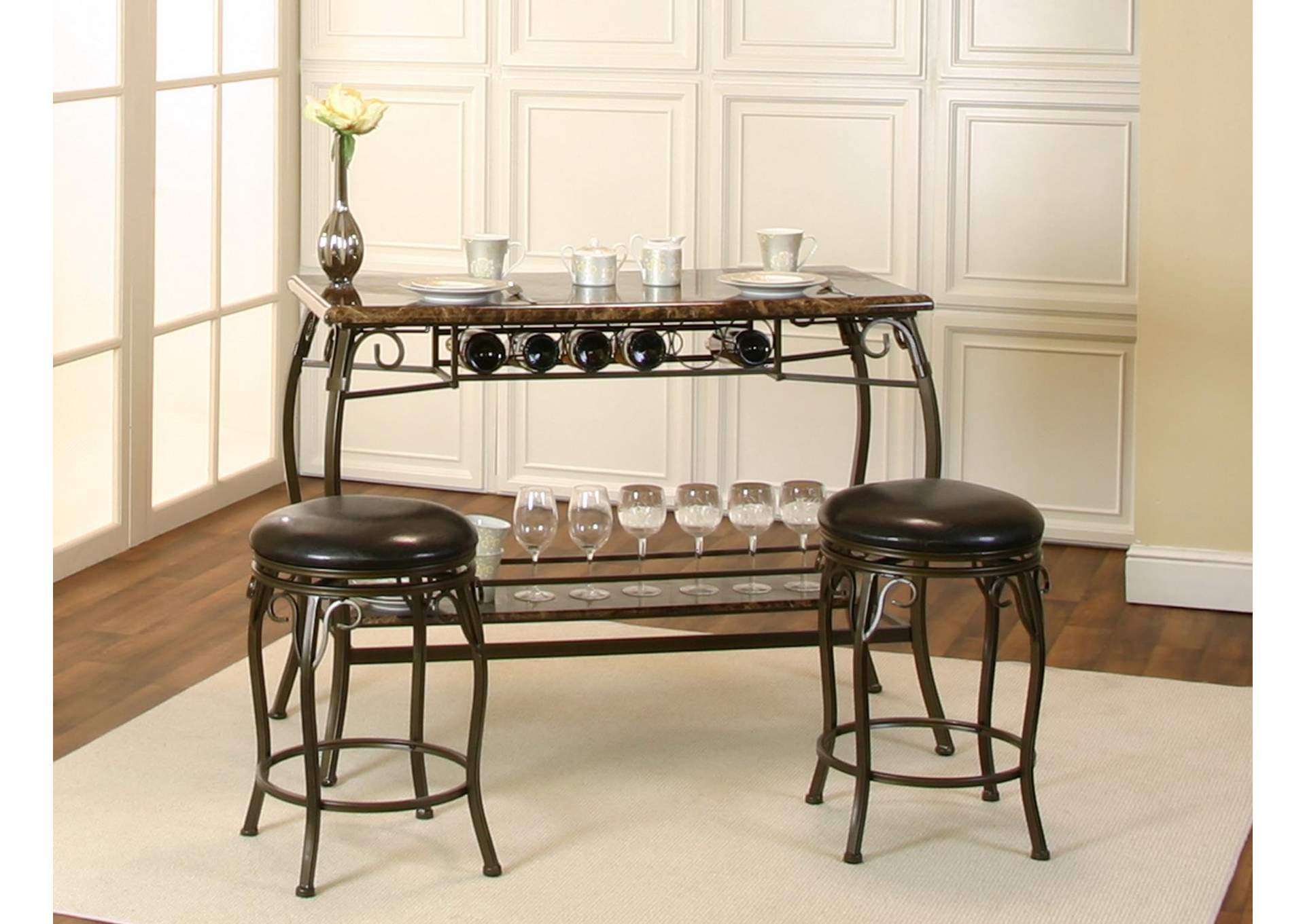 Bar Unit & 2 Stools image 1
