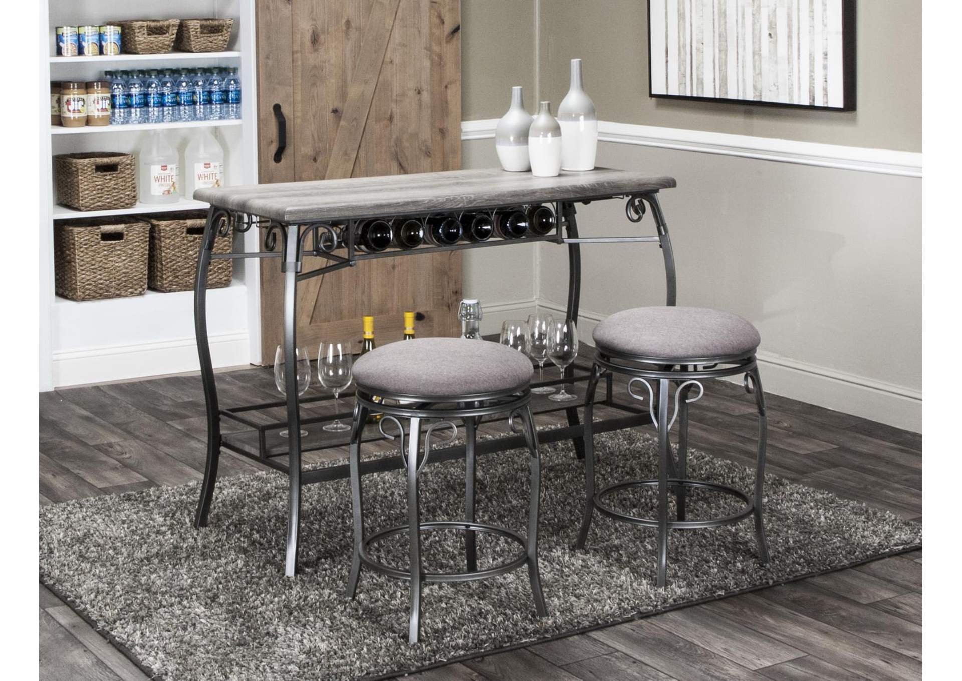 Bar Unit & 2 Stools image 1