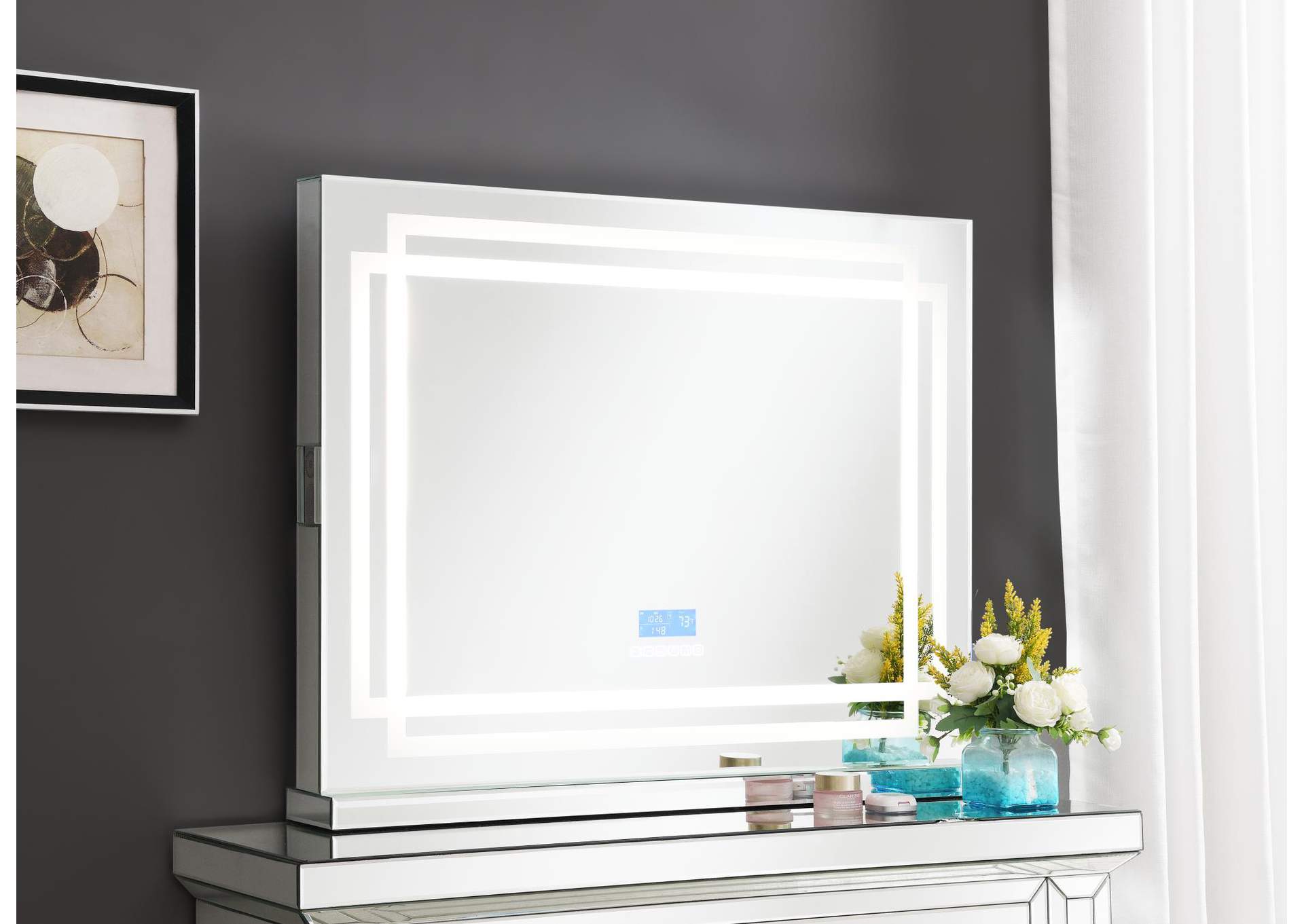Glamour Vanity Set (Dresser + Mirror Bluetooth Speaker With Lights) image 1