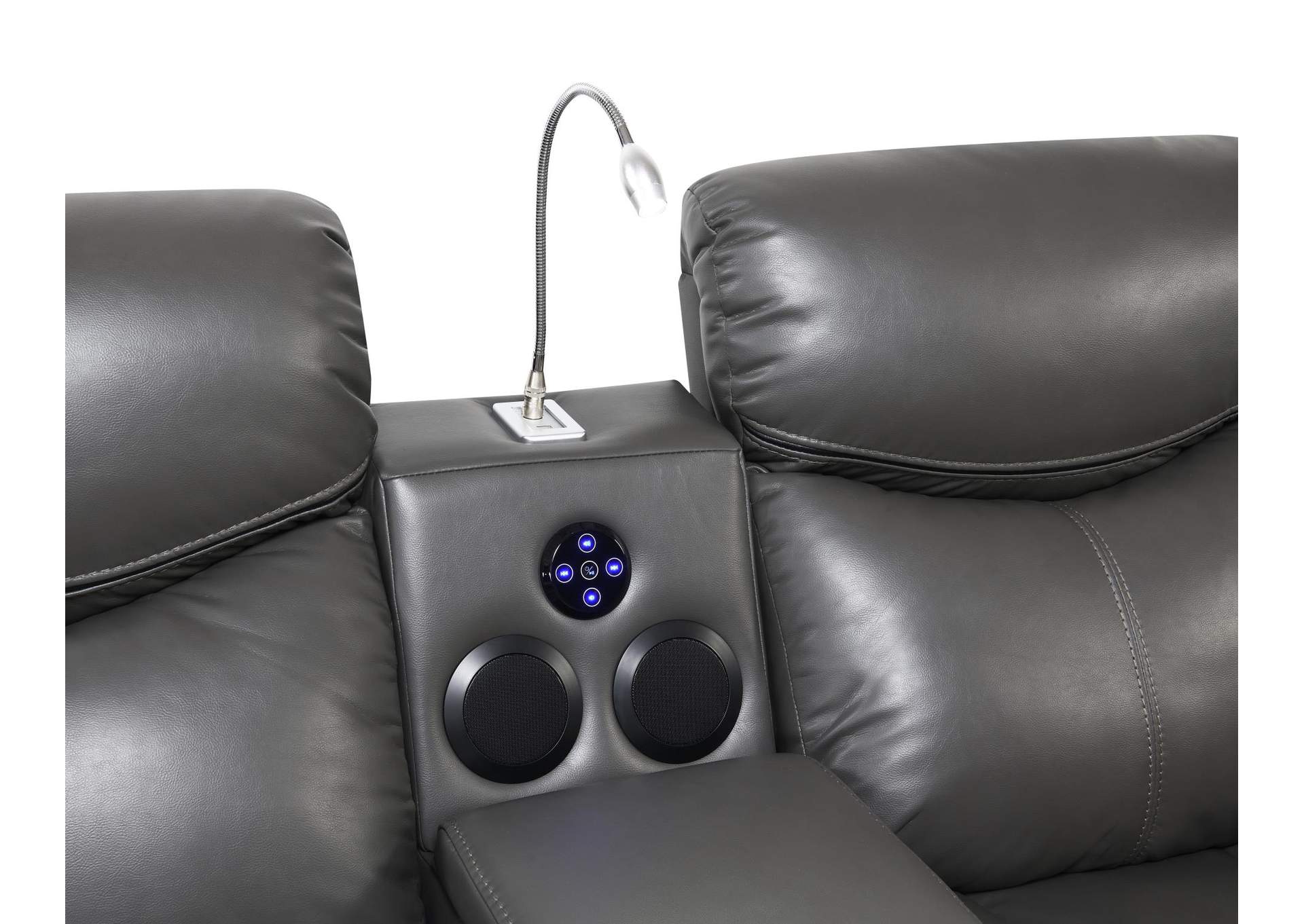 Gray Power Reclining Sofa With Led Light image 1