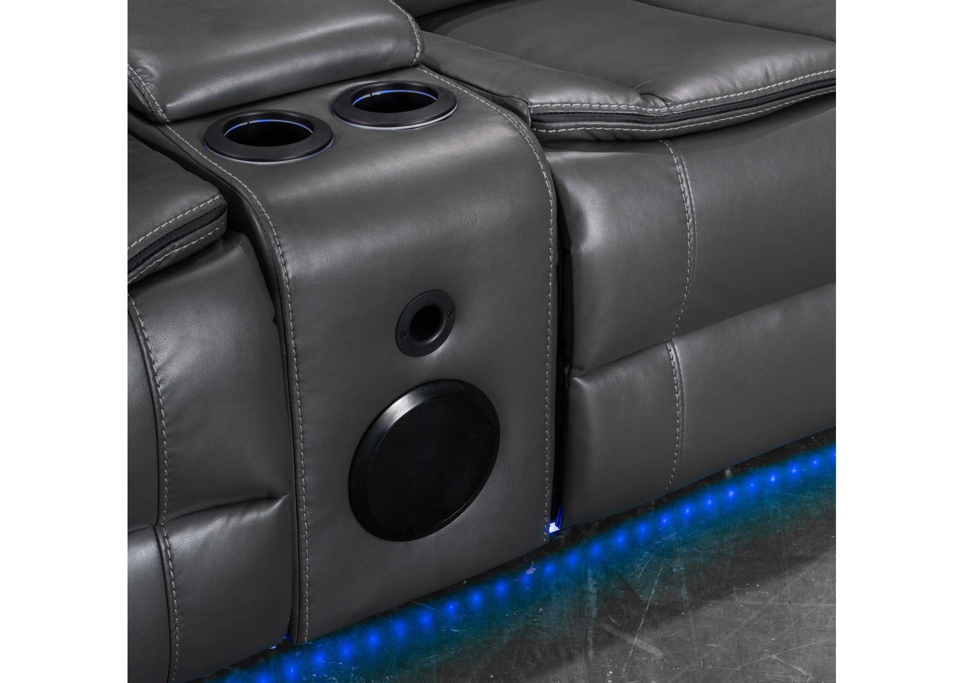 Gray Power Reclining Sofa With Led Light image 1