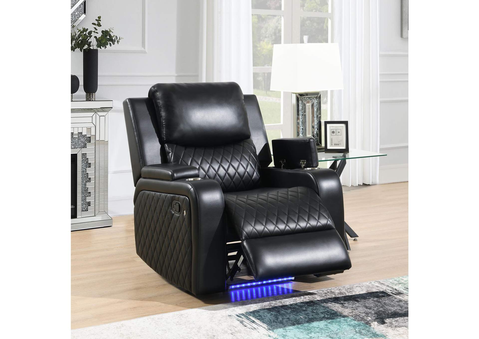 Black Led Reclining Chair image 1