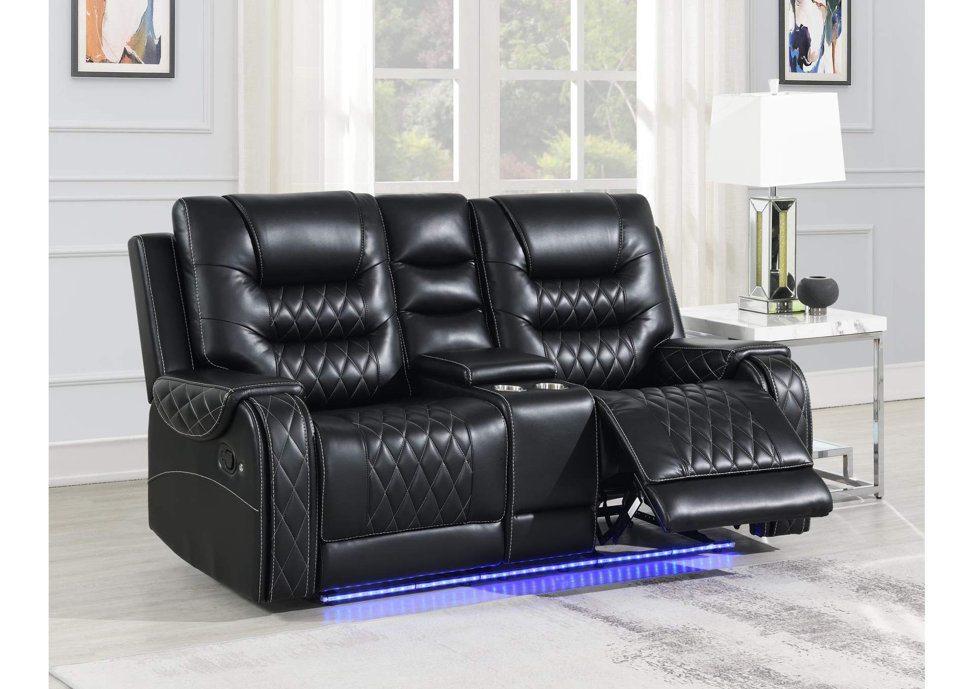 Black Motion Loveseat image 1