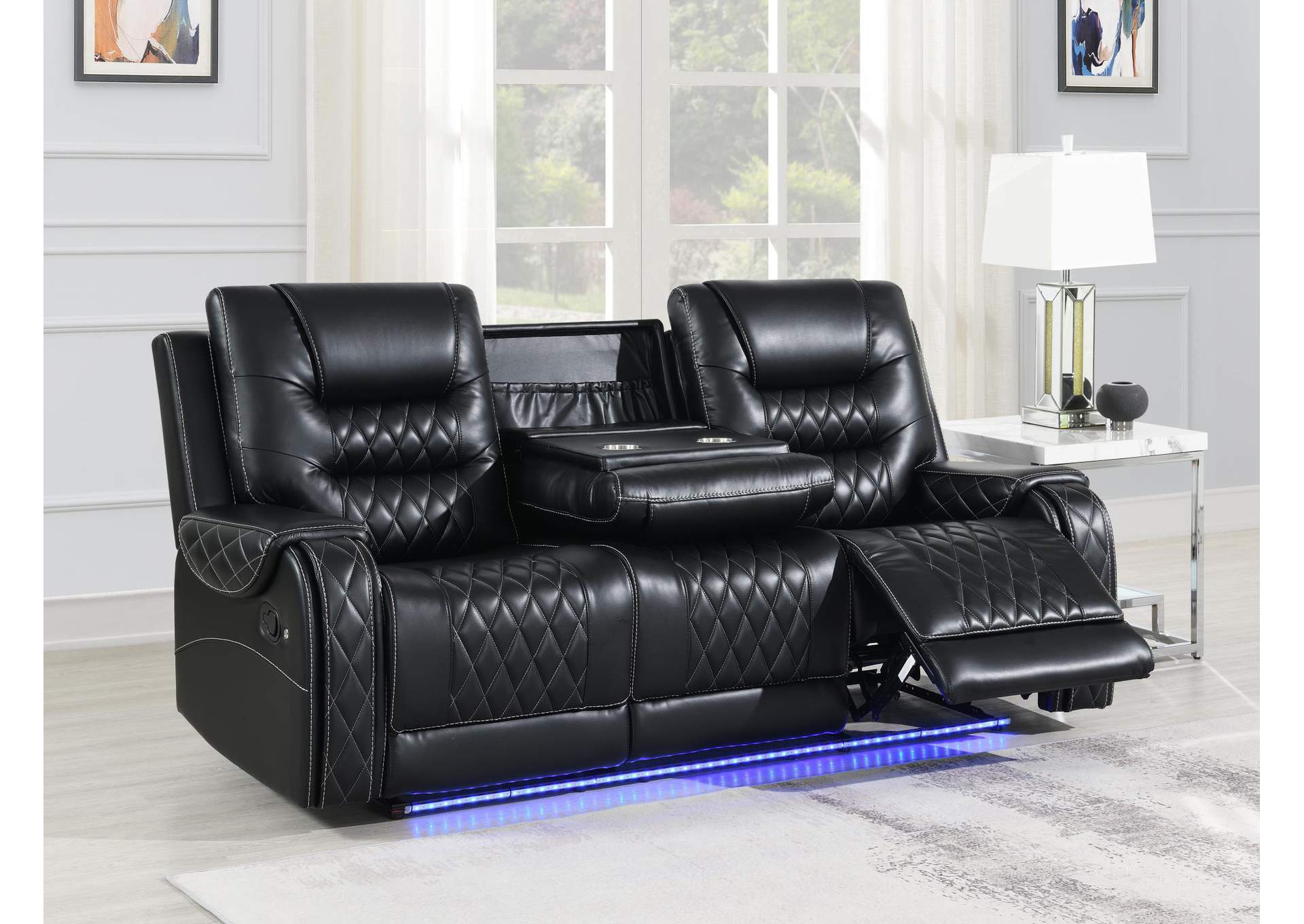 Black Motion Sofa With Drop Down.. image 1
