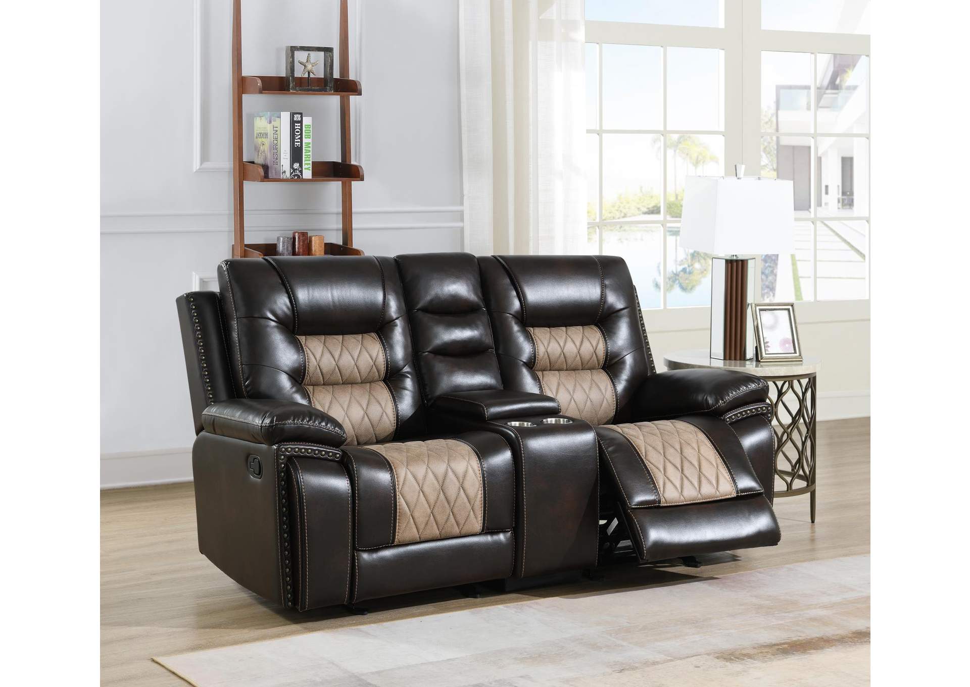 Brown Motion Glider Loveseat image 1