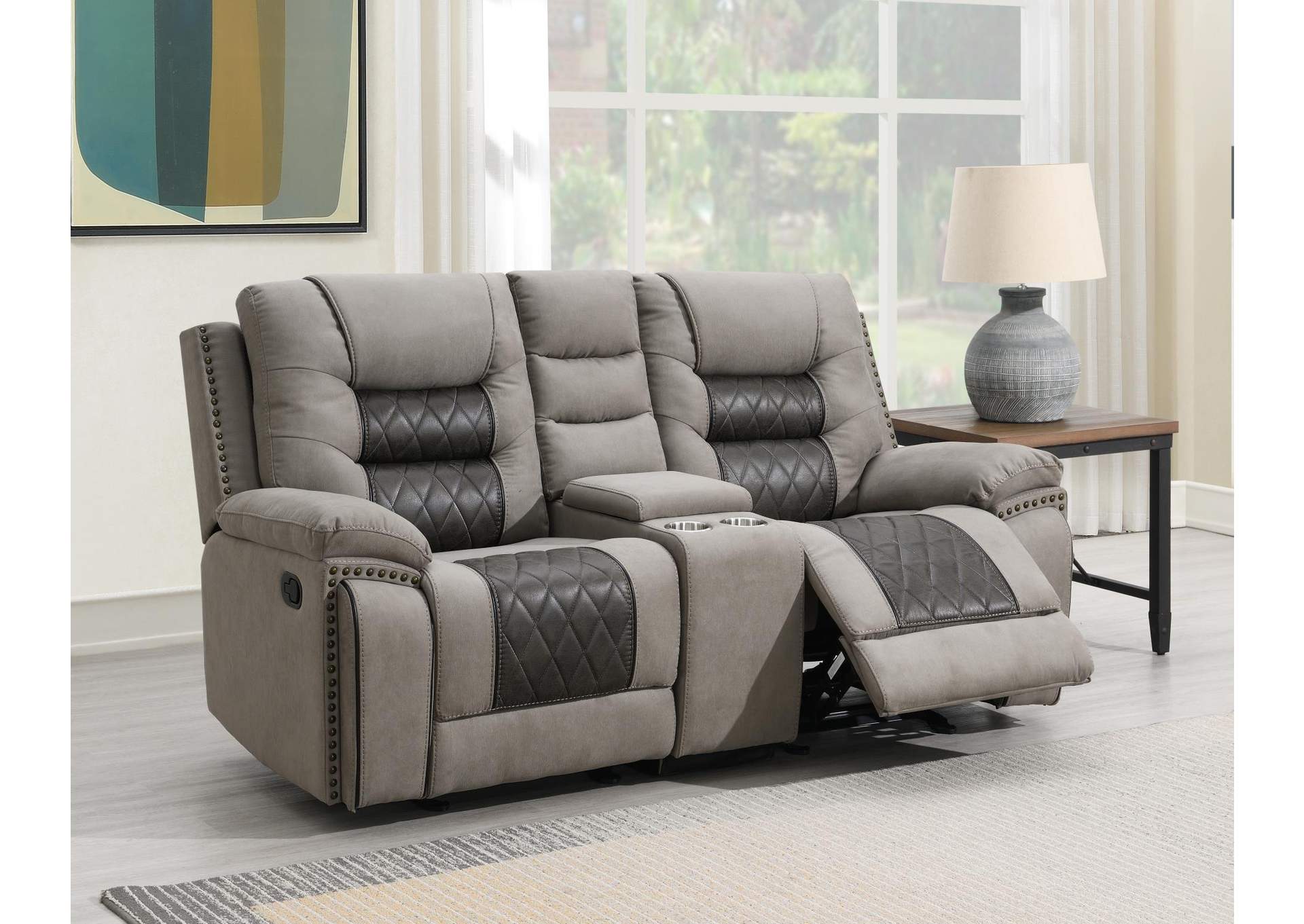 Gray - Charcoal Motion Glider Loveseat image 1