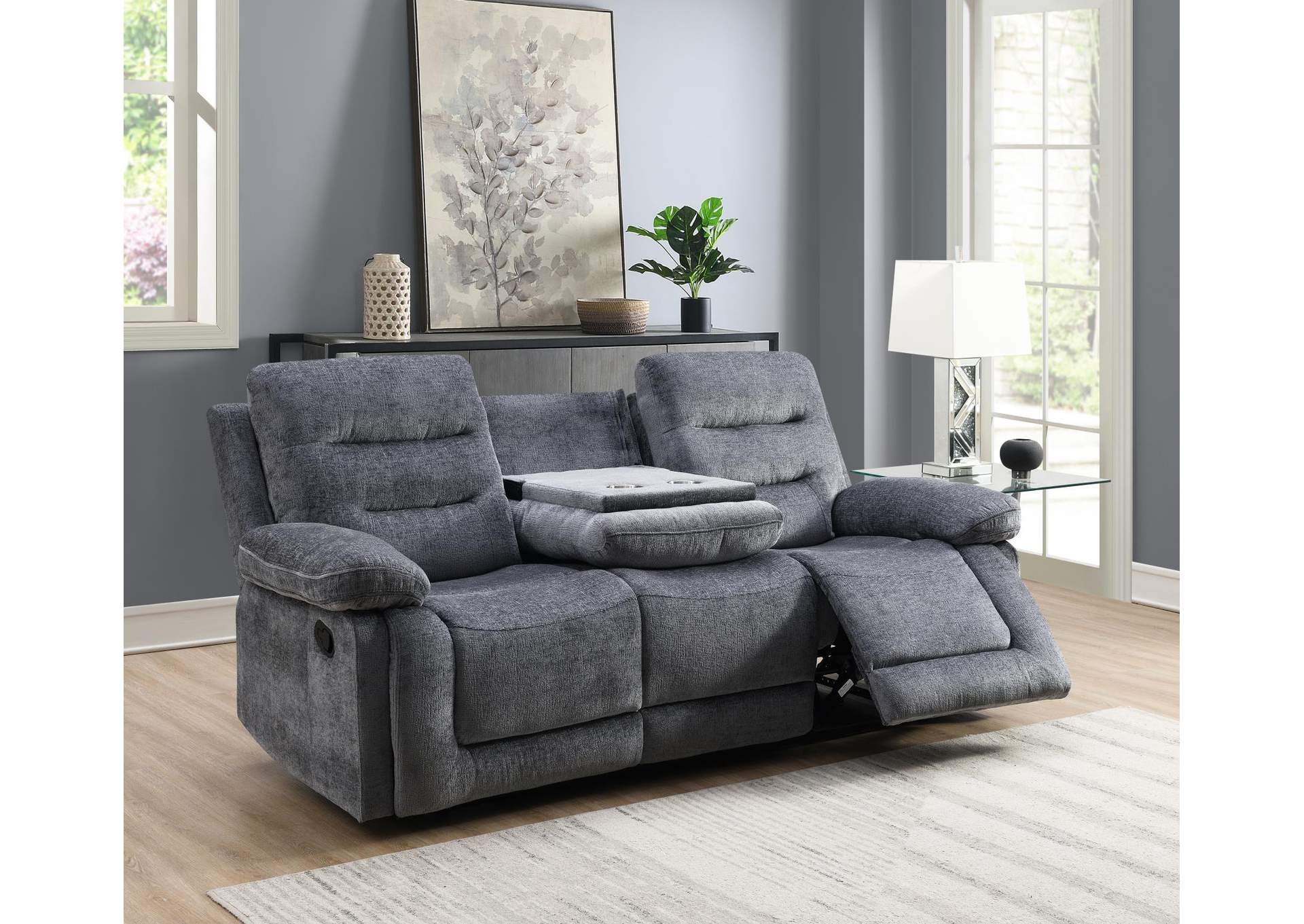 Gray Motion Sofa With Drop Down image 1