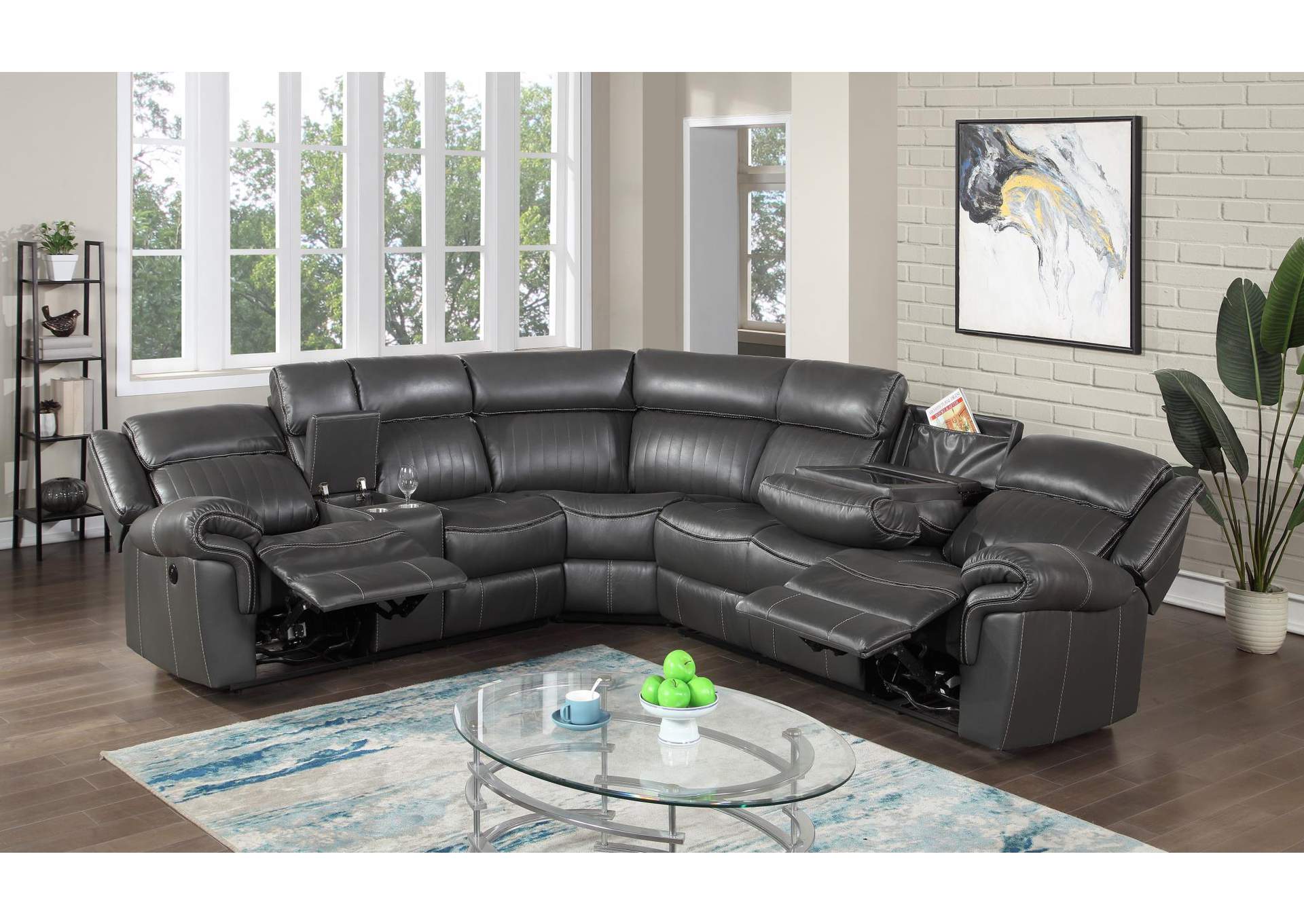 3 Pc Power Reclining Sectional With Screen image 1