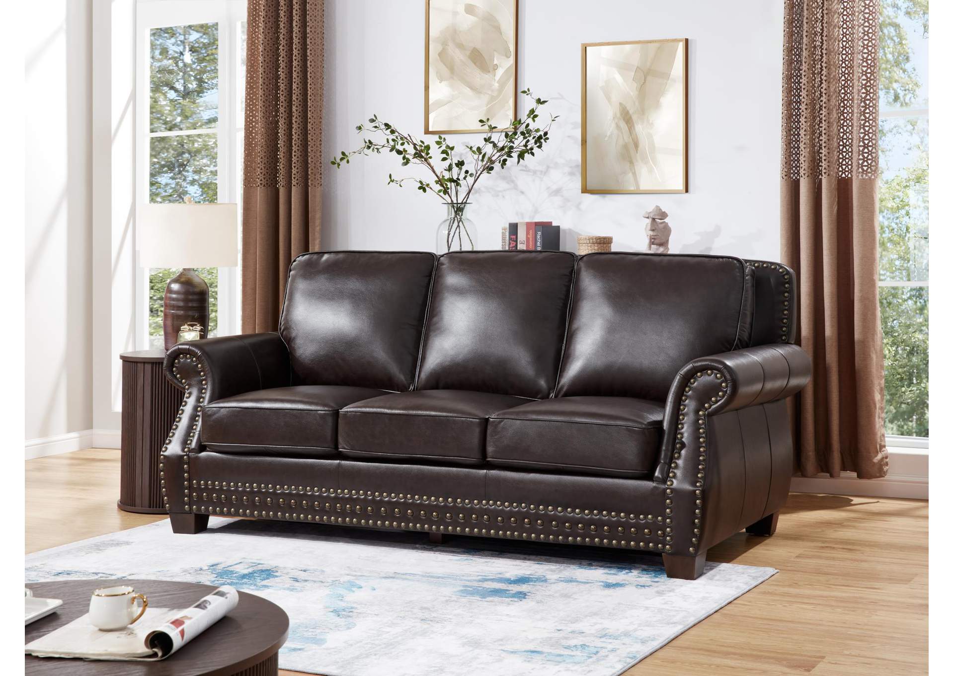 Brown Pu Sofa image 1
