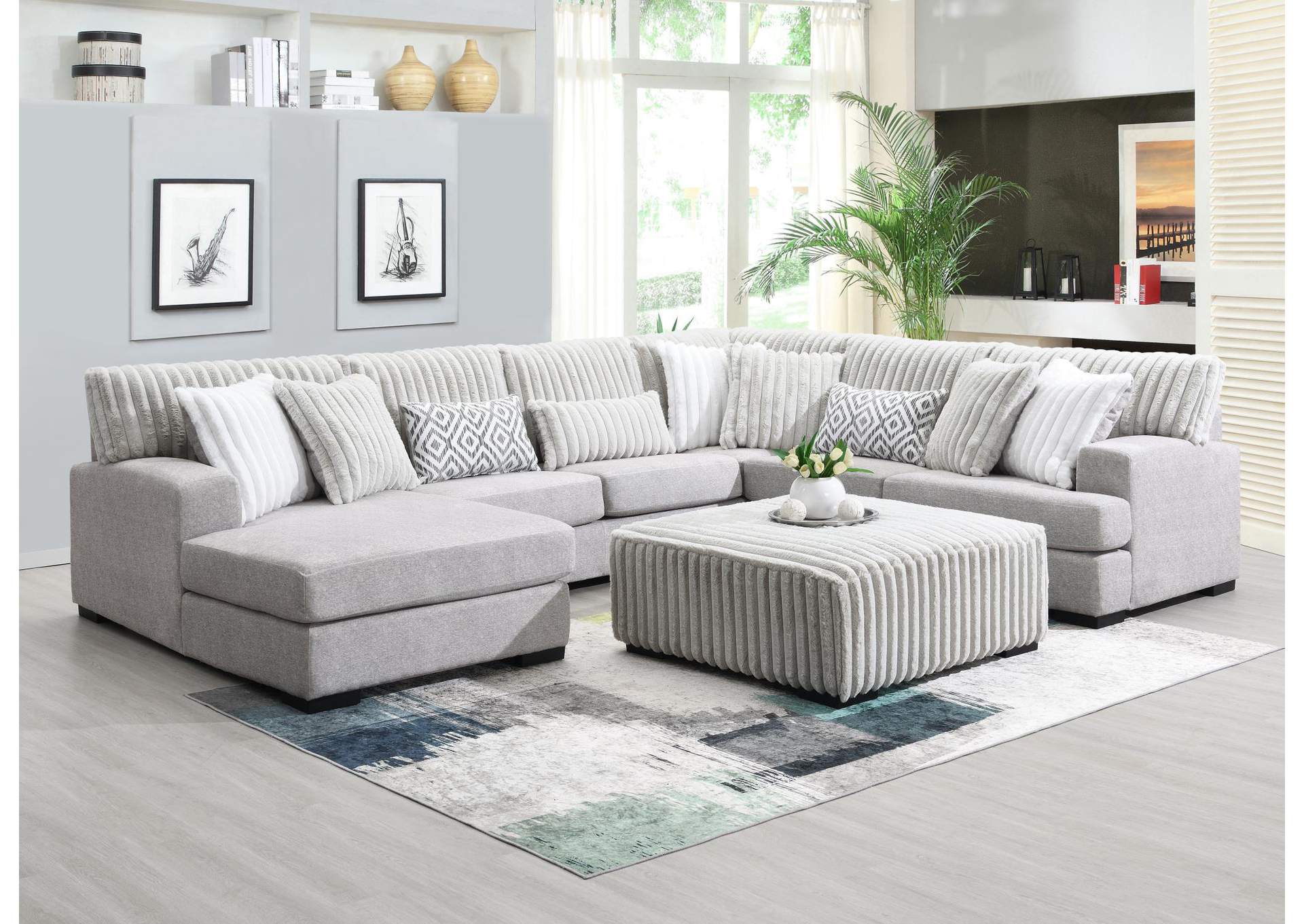 Light Gray Ottoman image 1