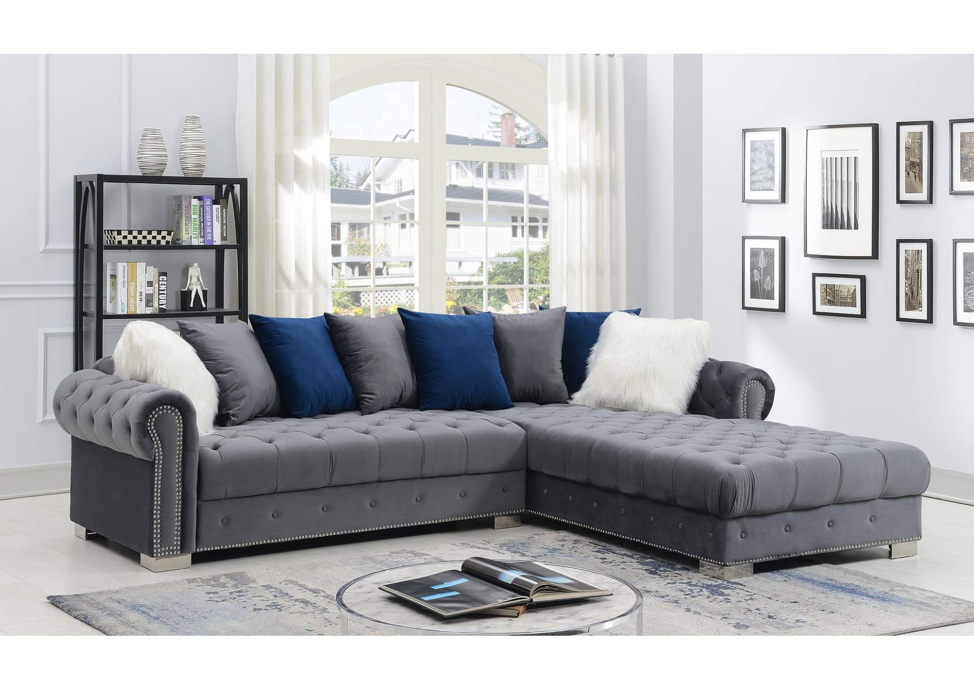 White Fur Ottoman image 1