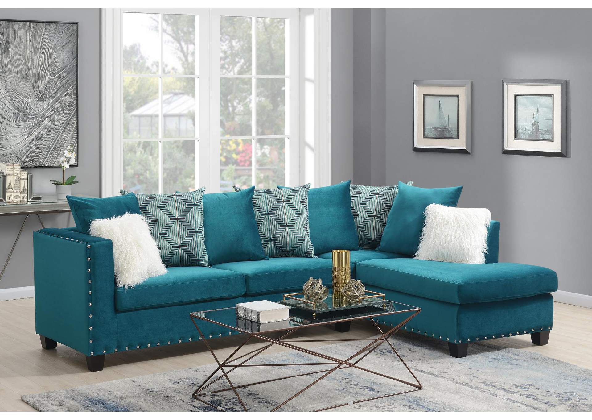 Navy Blue 2 Pc Sectional image 1