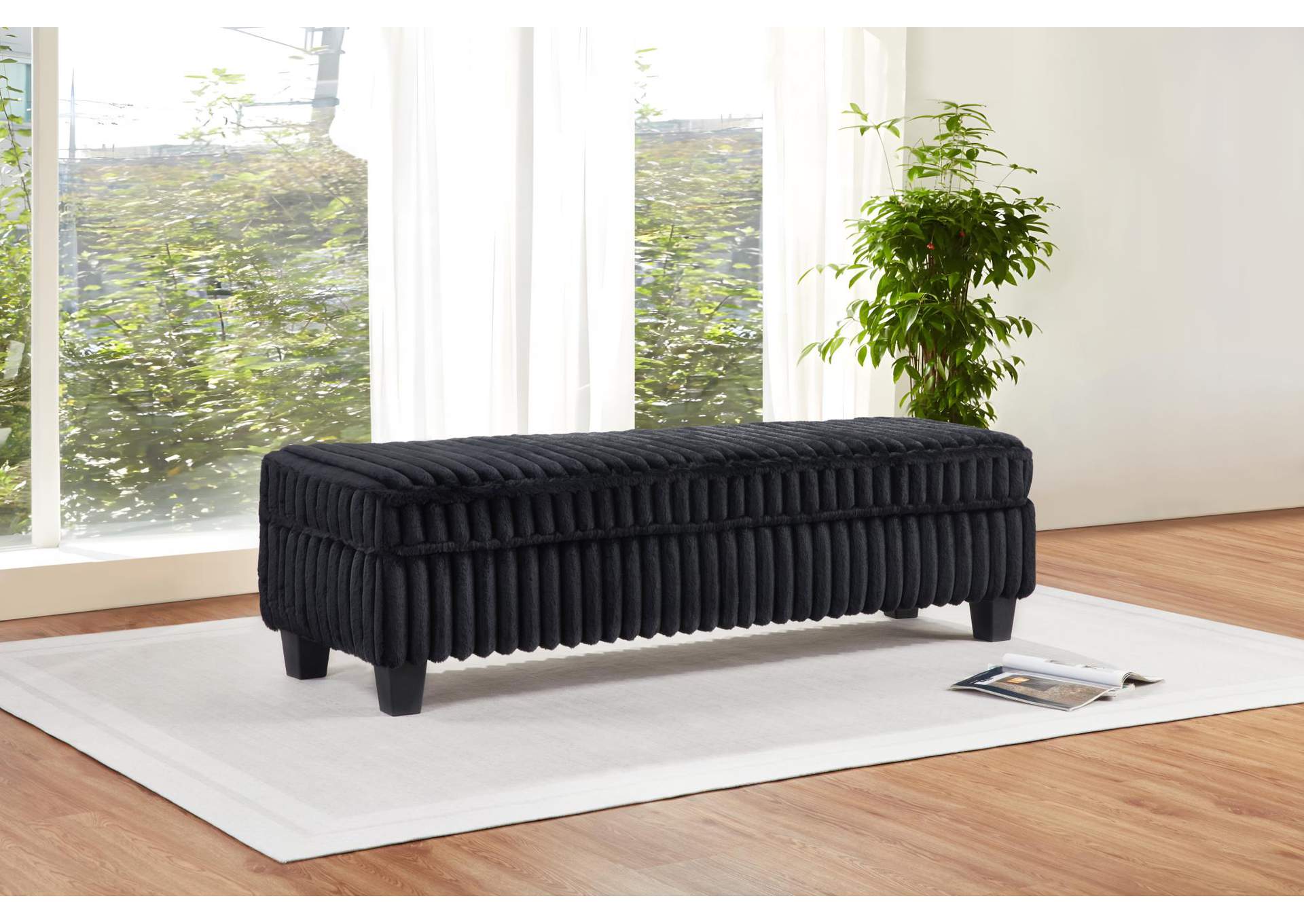 Black Corduroy Ottoman image 1