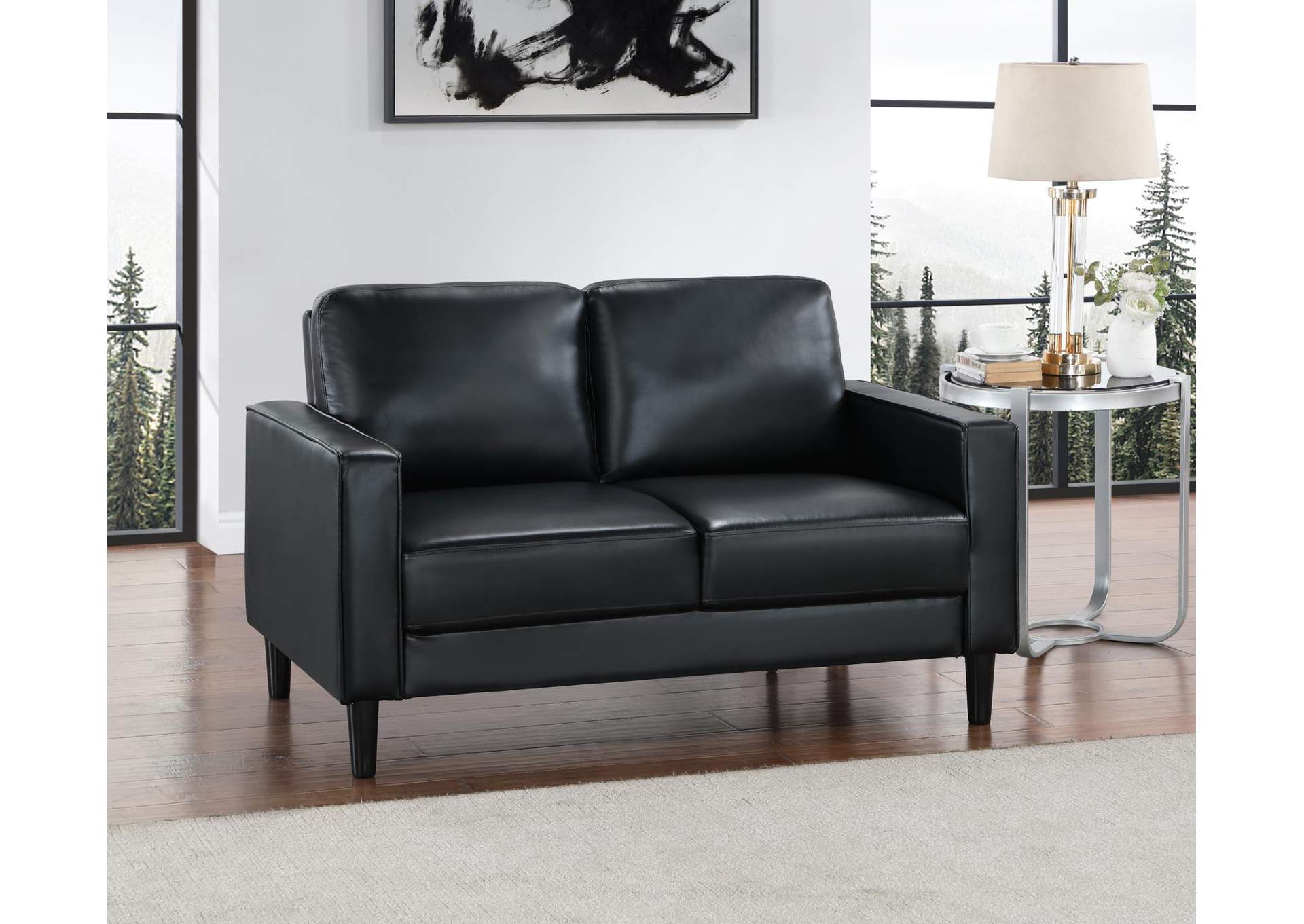 Black Pu Loveseat image 1