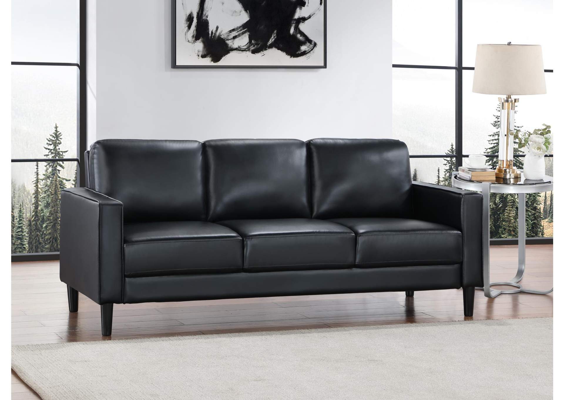 Black Pu Sofa image 1