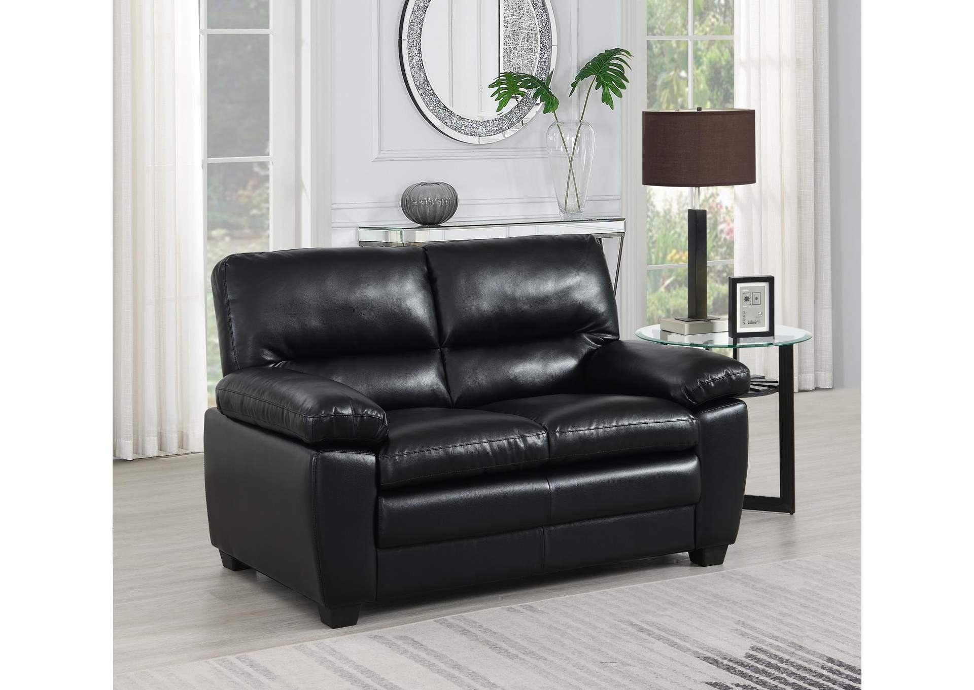 Black Pu Loveseat image 1