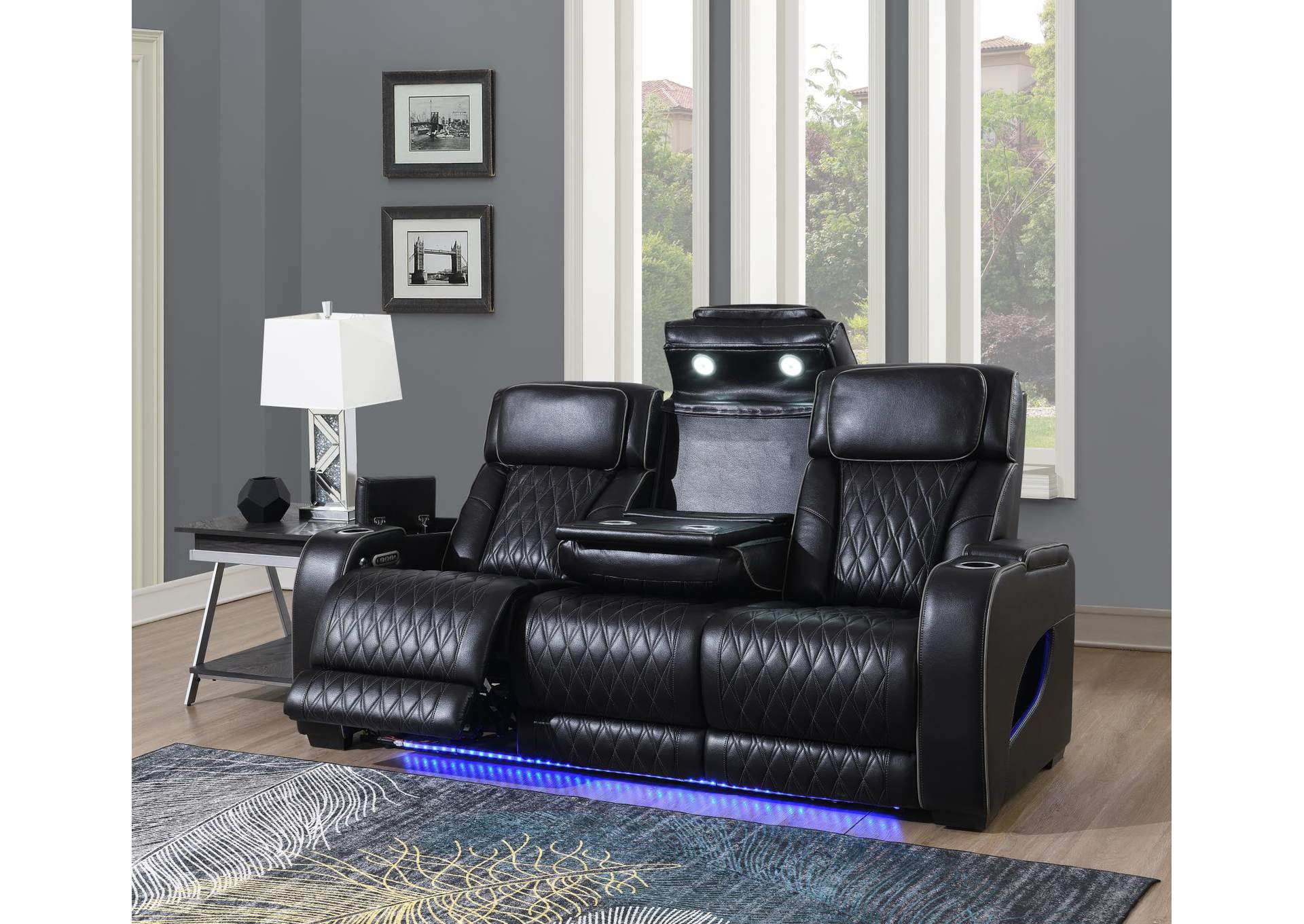 Black Power Reclining With Pwr Headrest, Reading Light, Massage, Heat, Ambient Lighting, Storage Ar... image 1