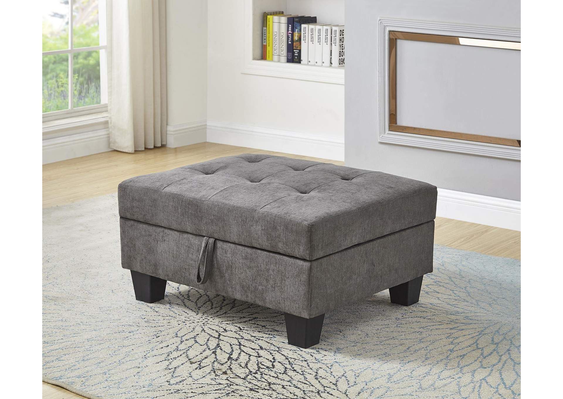 Gray Fabric Ottoman image 1