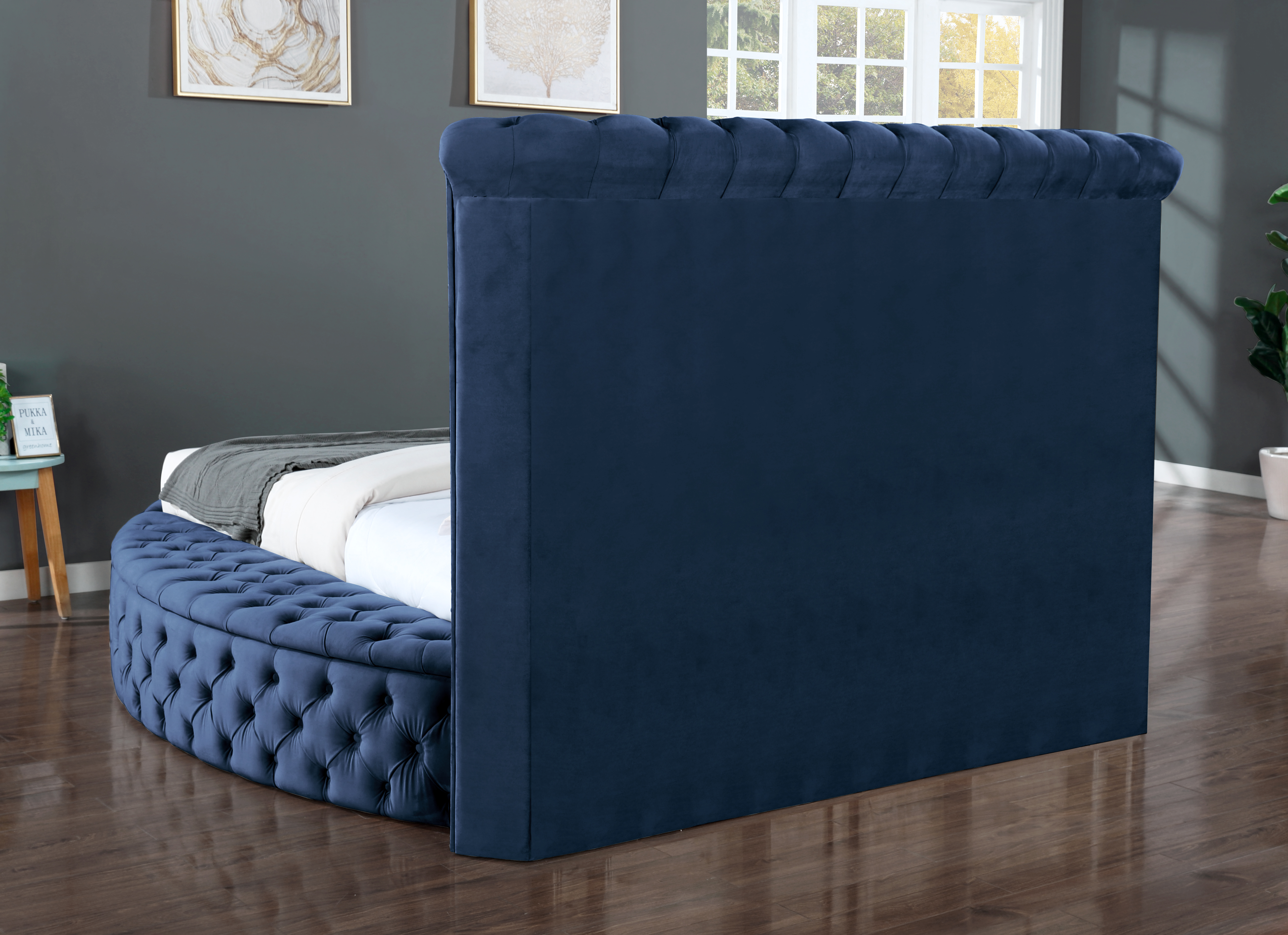 Hazel Navy  King Upholstered Bed image 4