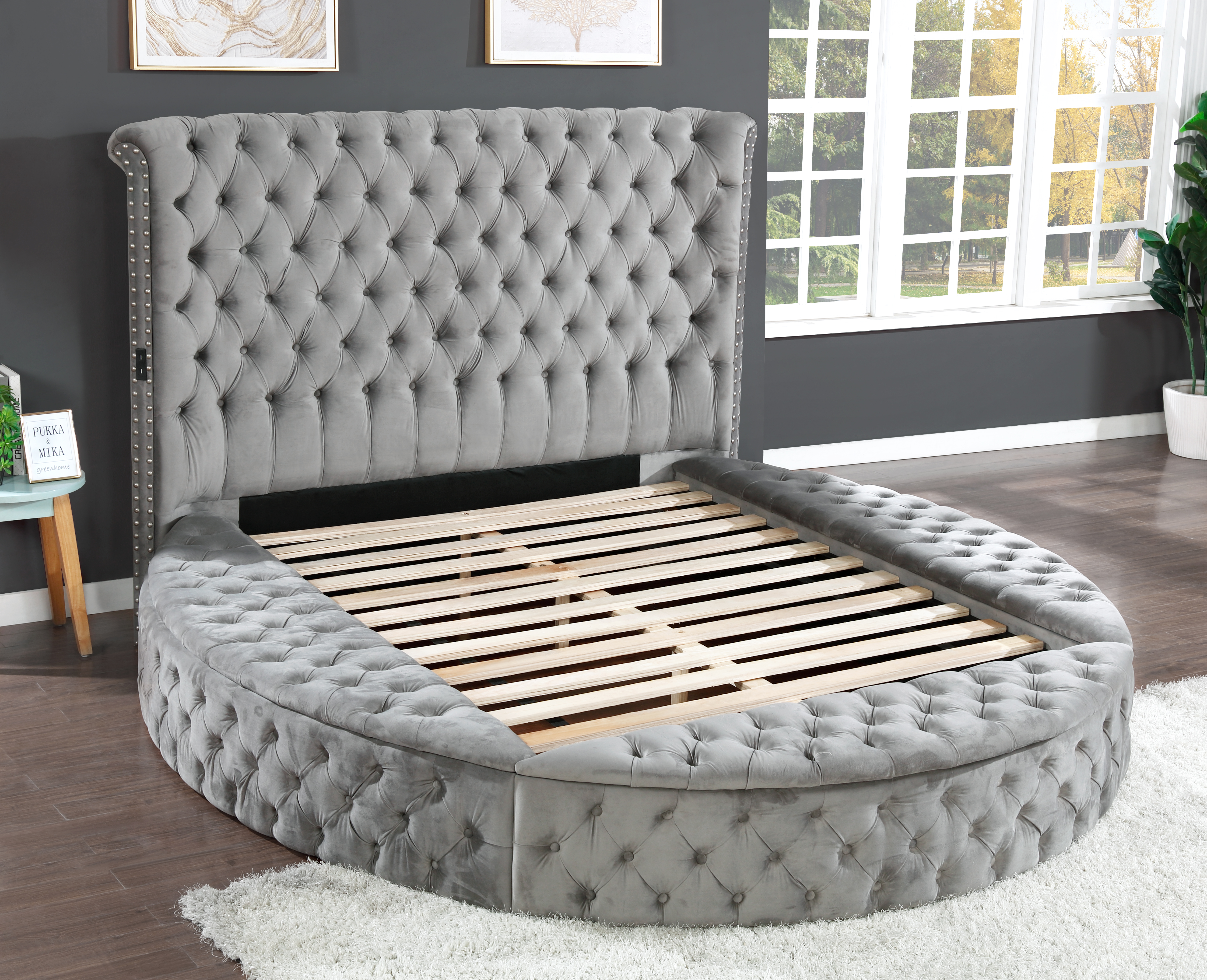 Hazel Gray Queen Upholstered Bed image 3