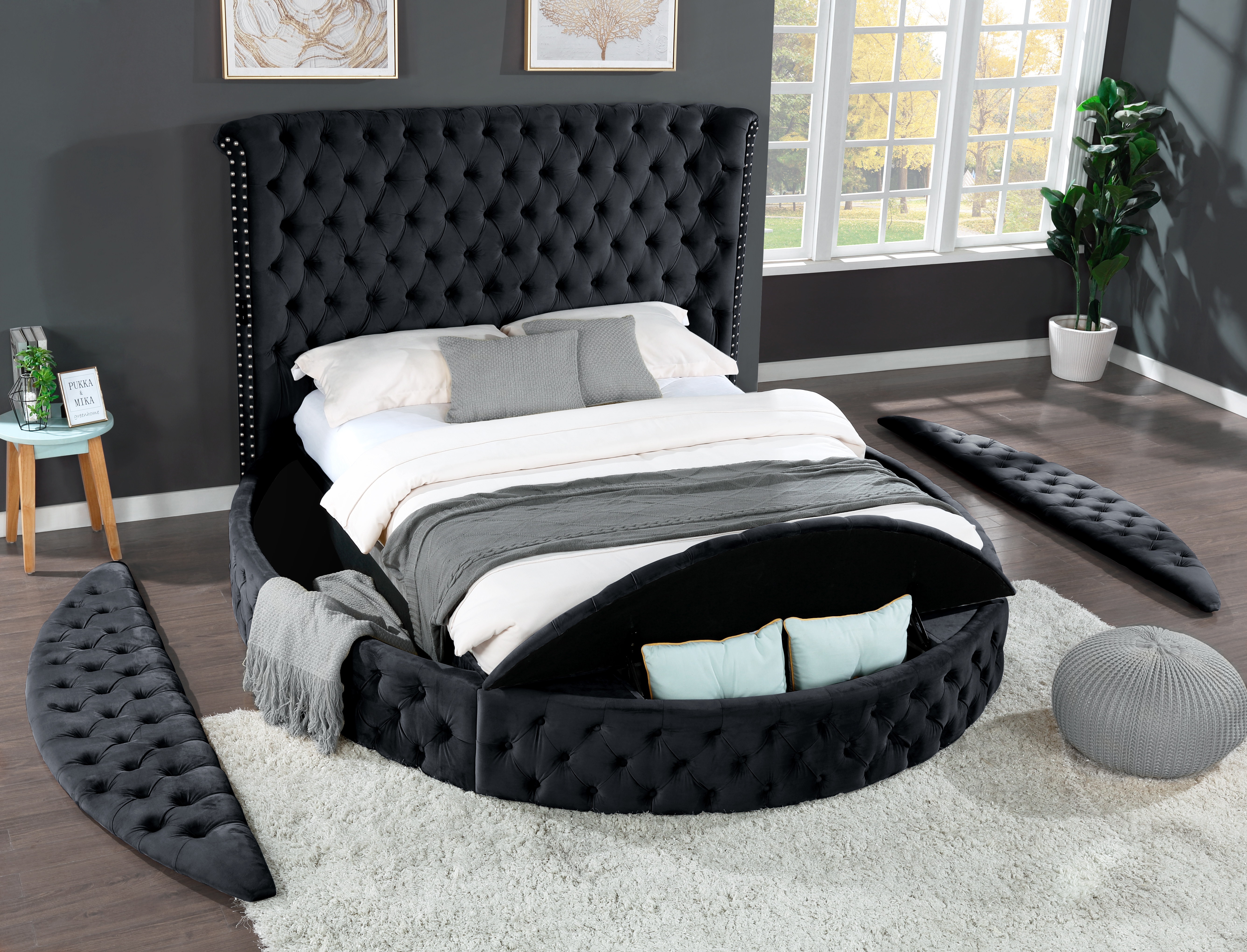 Hazel Black  Queen Upholstered Bed image 5
