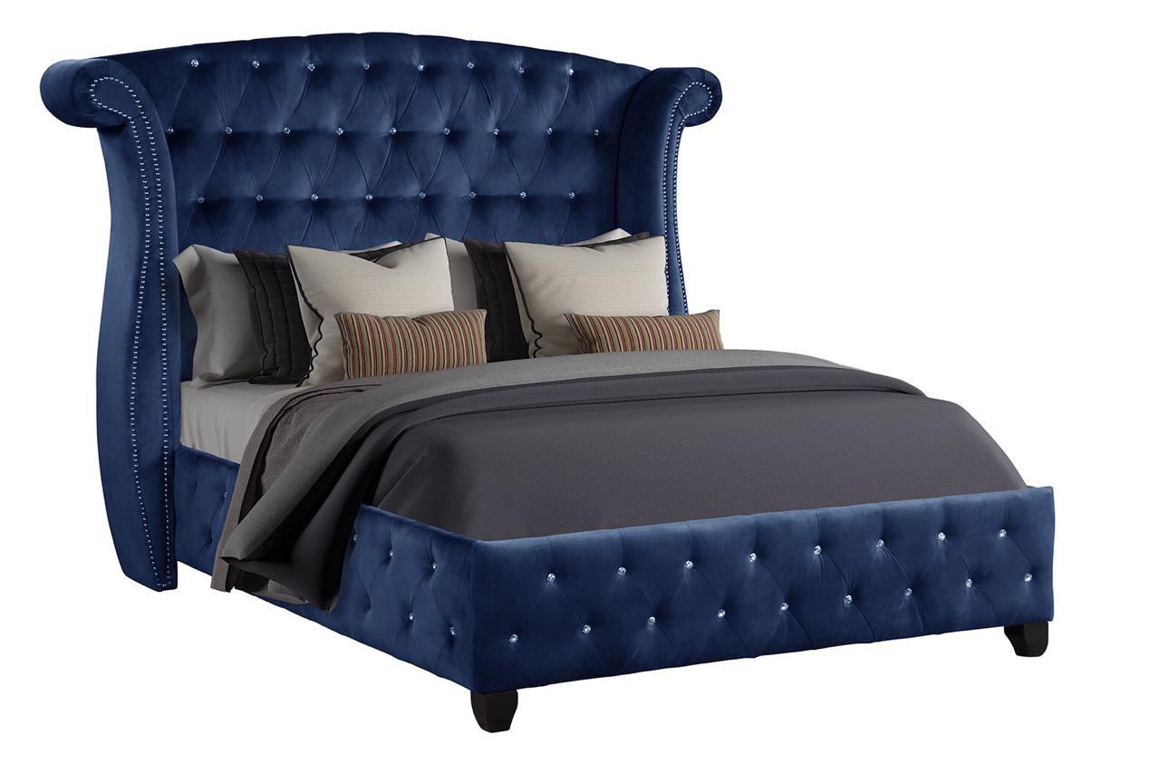 Sophia Blue King Upholstered Bed image 1