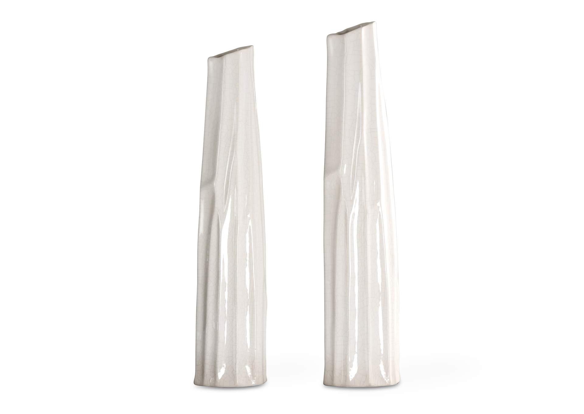 Uttermost Kenley Crackled White Vases
