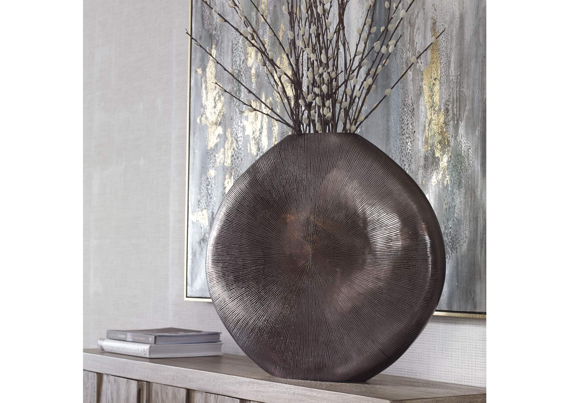 Uttermost Gretchen Black Nickel Vase