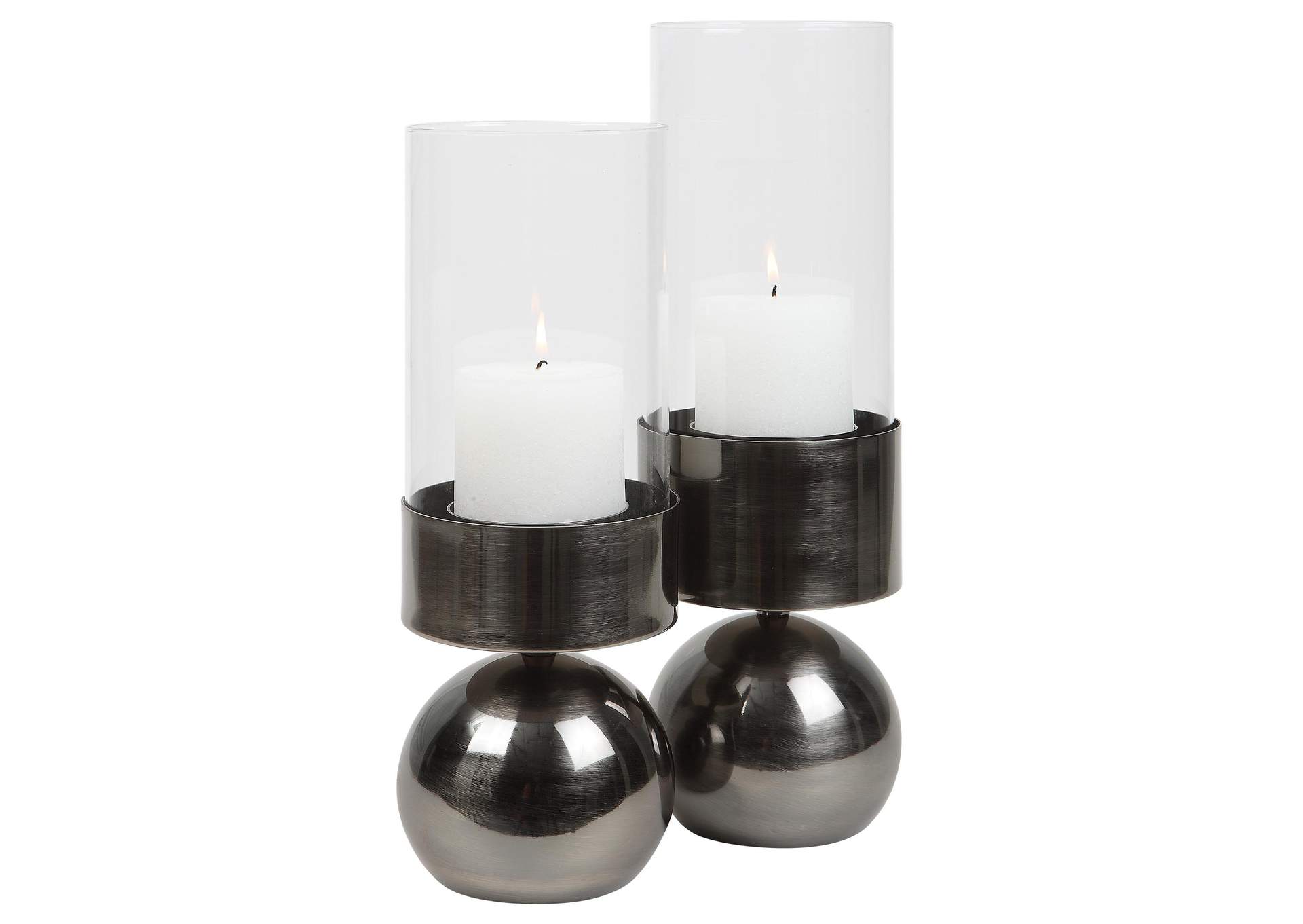 Uttermost Tilston Gunmetal Candleholders, Set