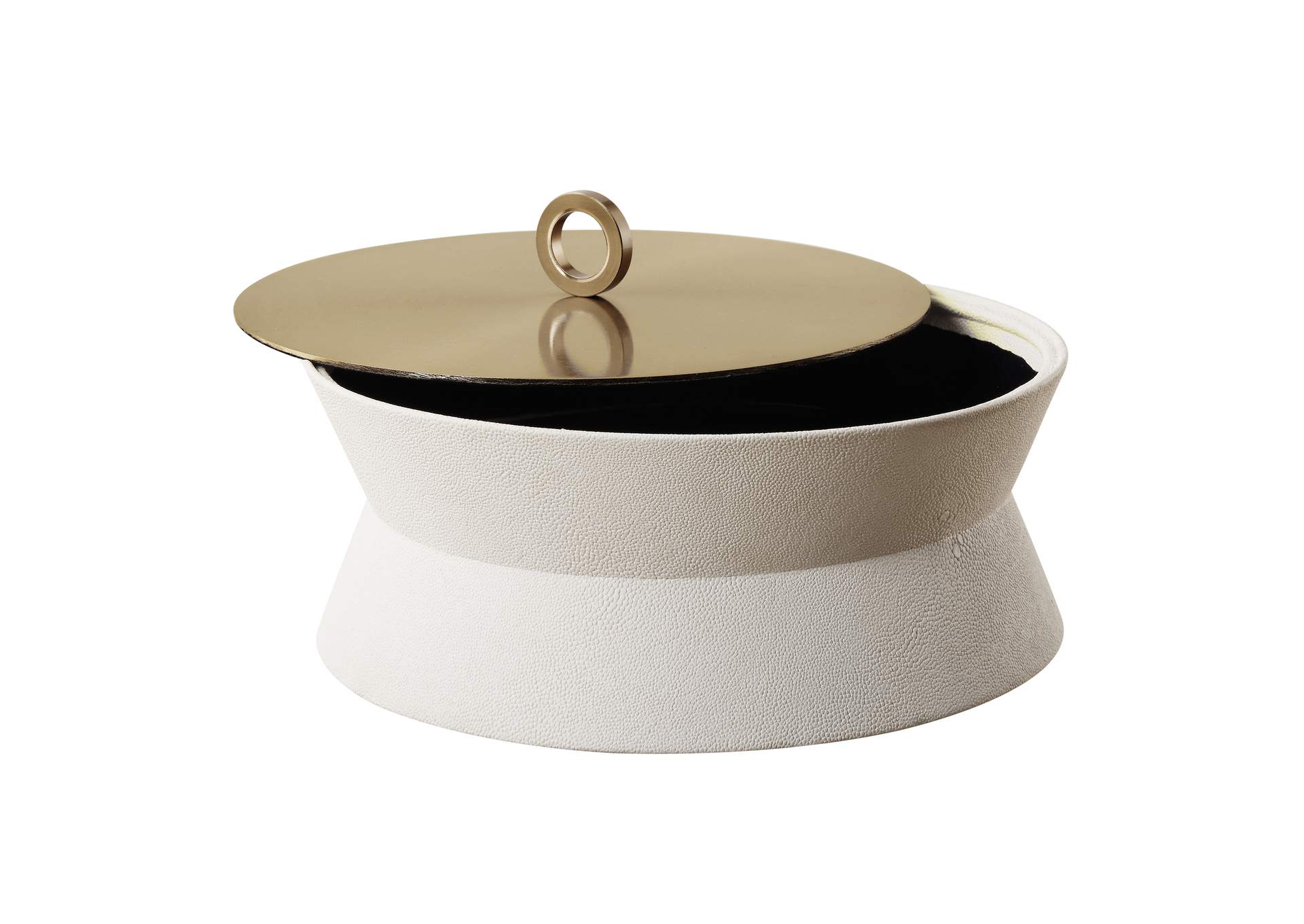 Uttermost Luxe White Shagreen Round Box