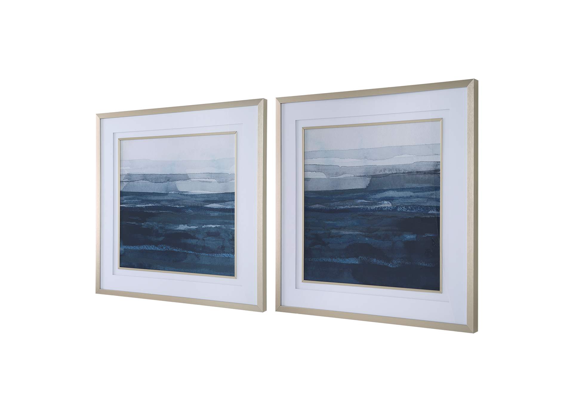 Uttermost Rising Blue Abstract Framed Prints, Set