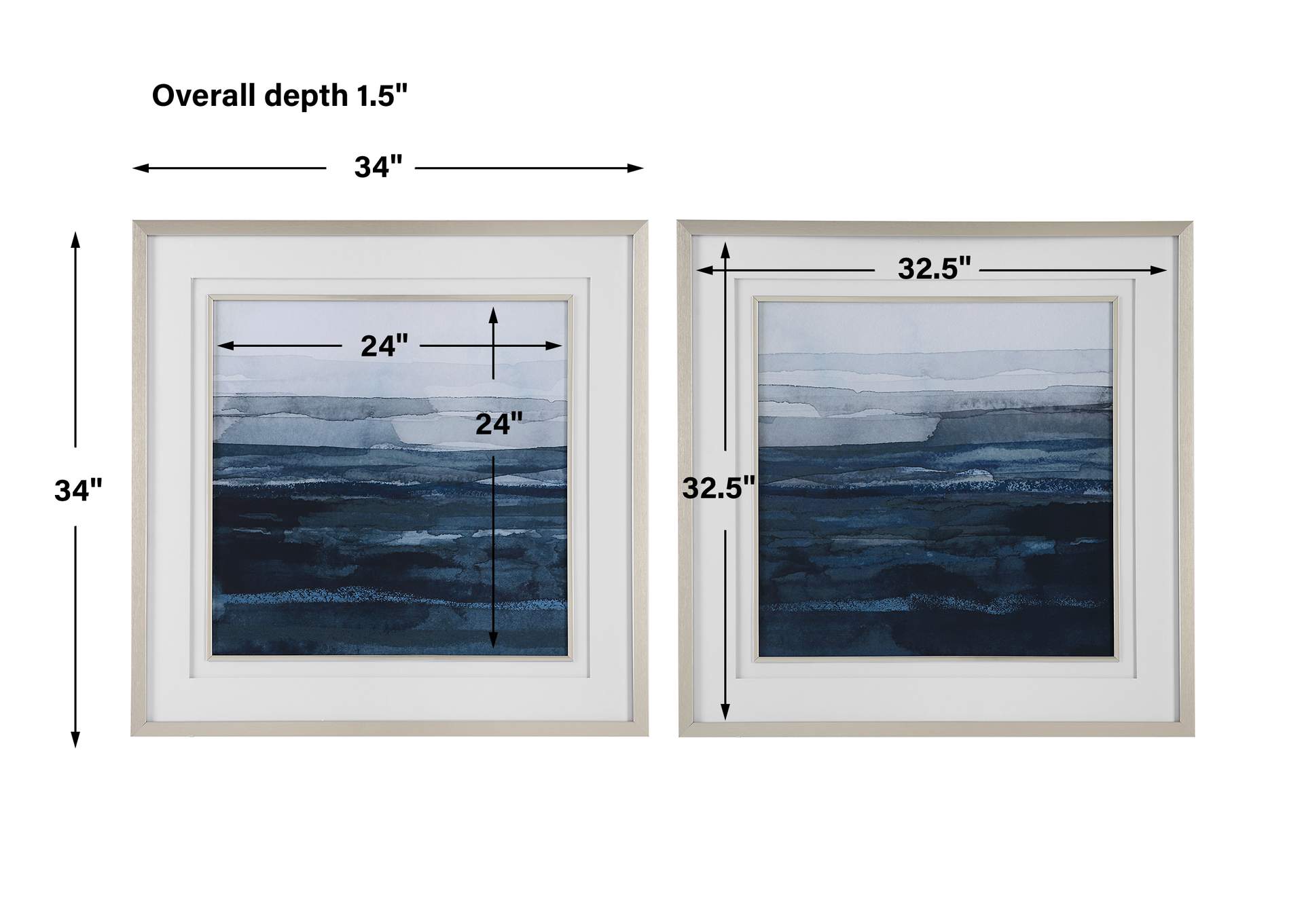 Uttermost Rising Blue Abstract Framed Prints, Set