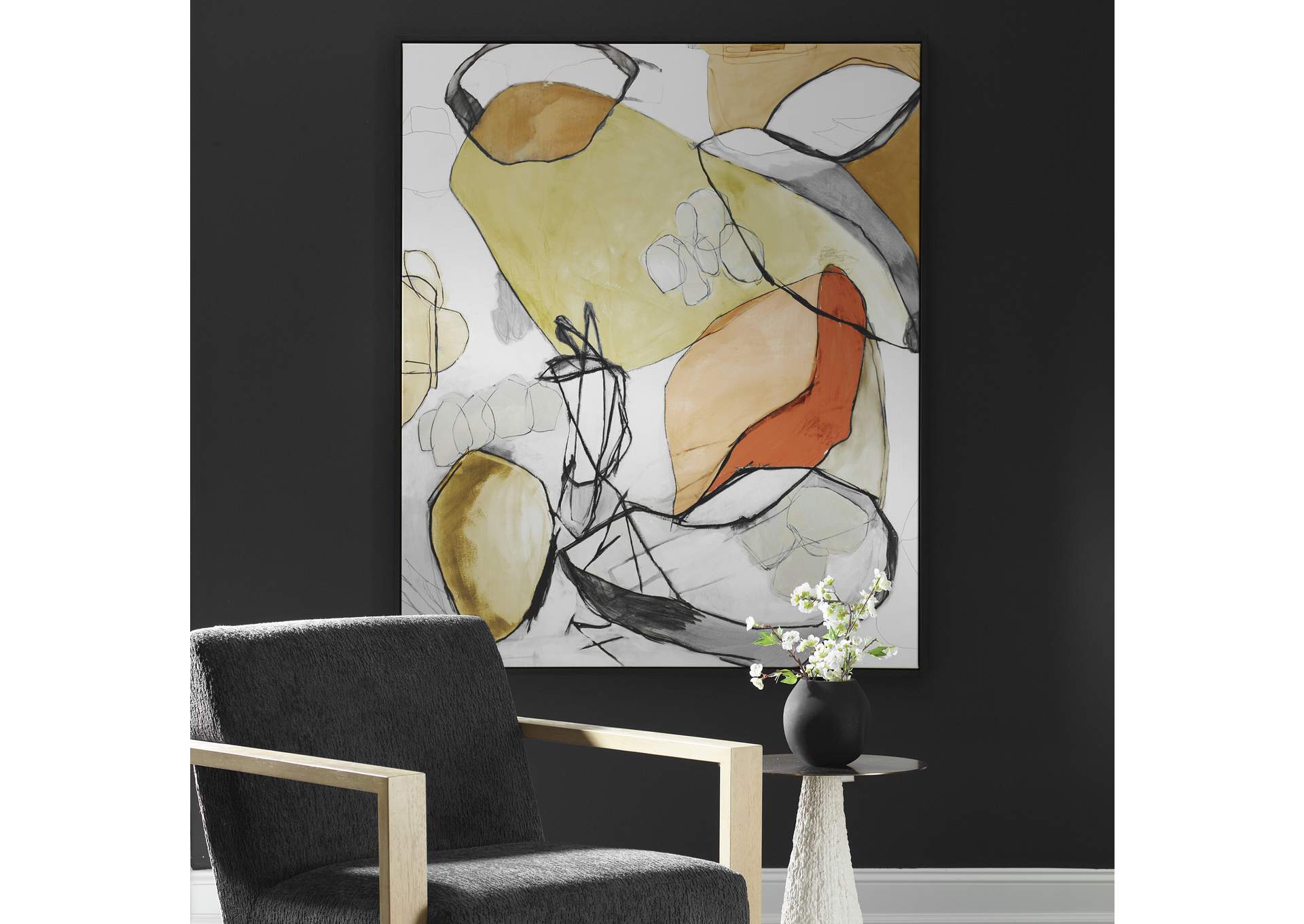 Uttermost Charcoal Improvision Framed Abstract Art