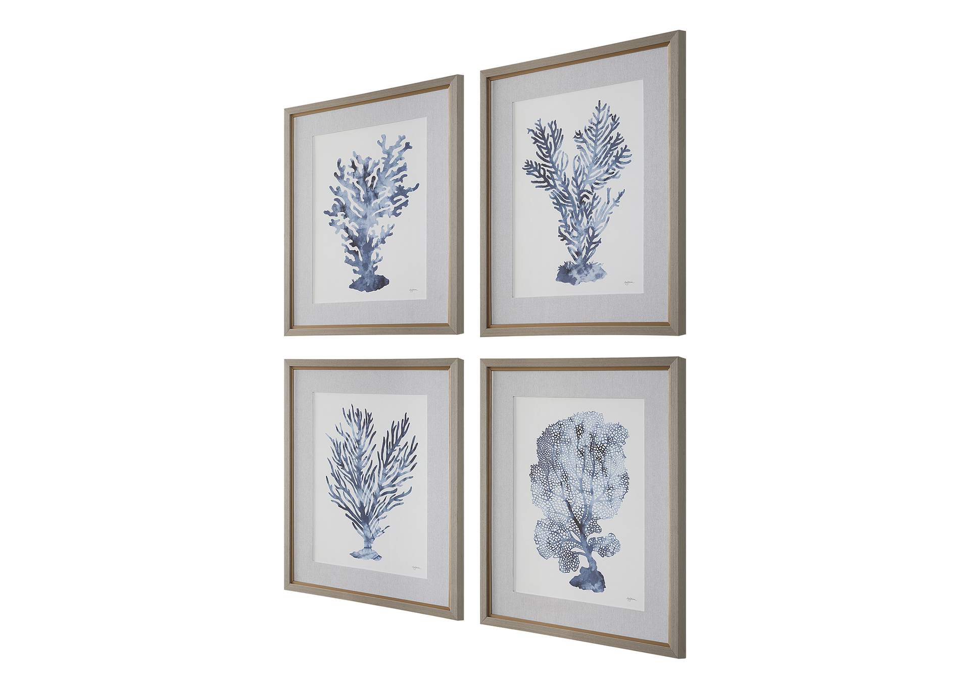 Uttermost Shibori Coral Framed Prints, Set