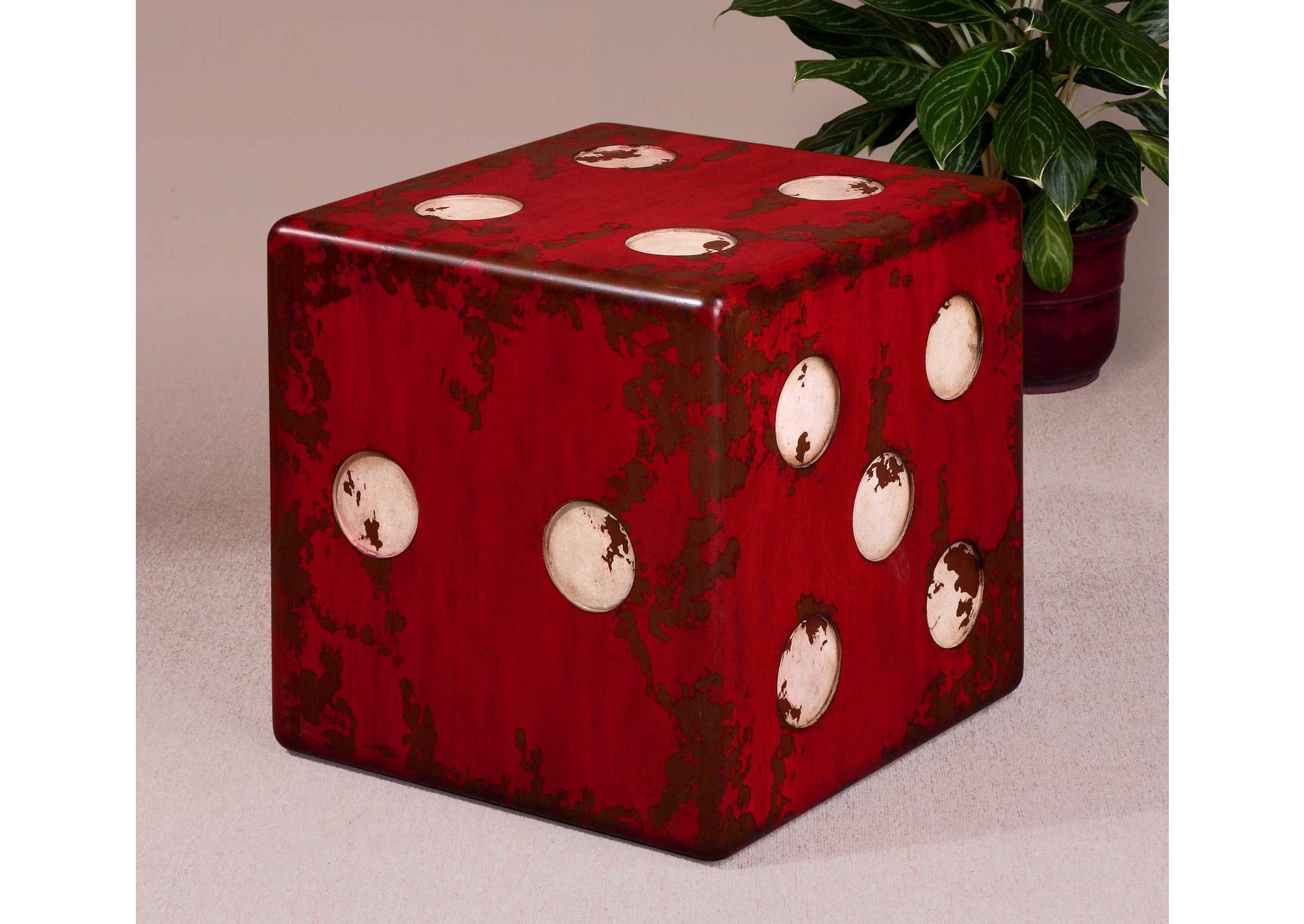 Uttermost Dice Red Accent Table