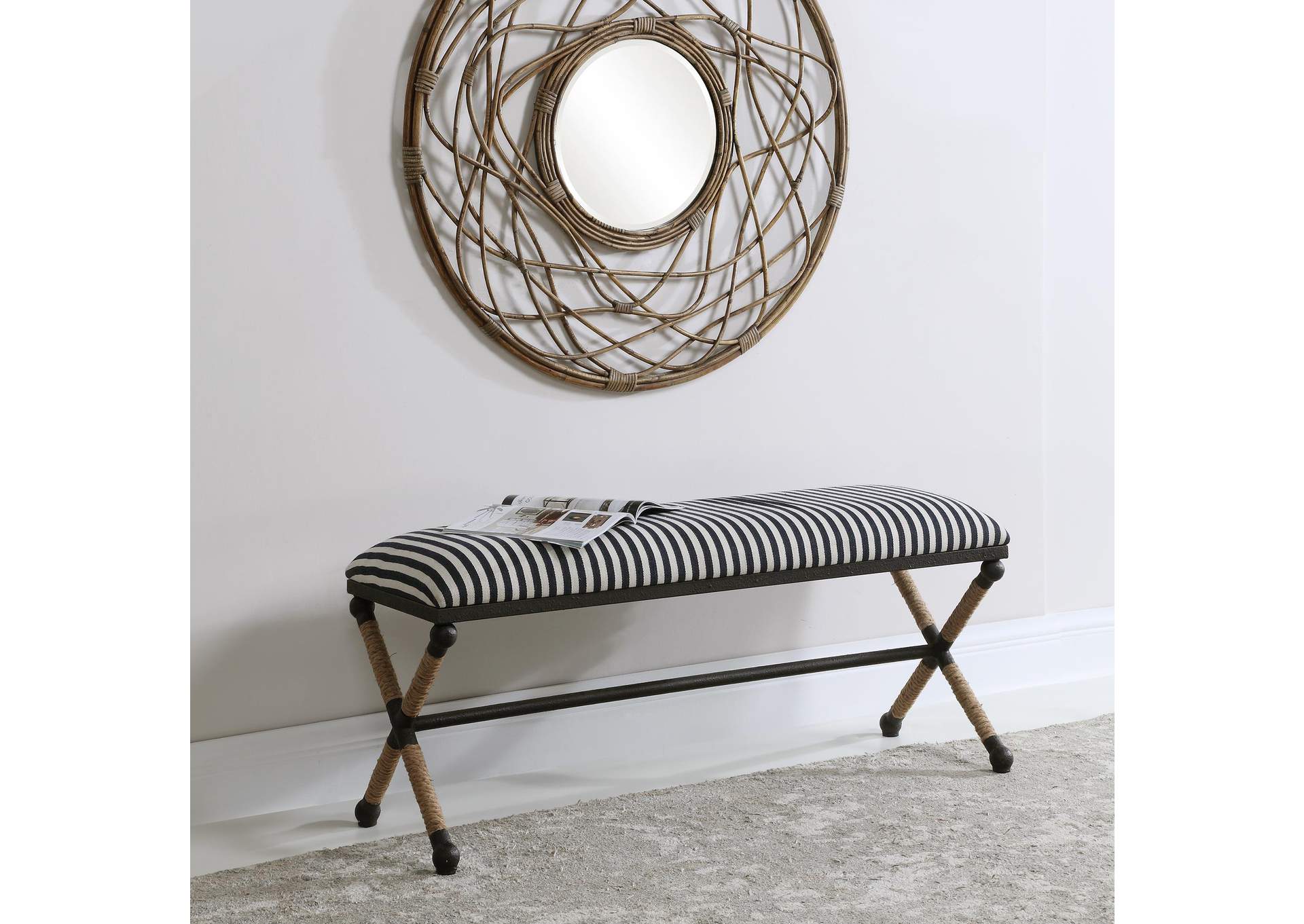Uttermost Braddock Striped Bench