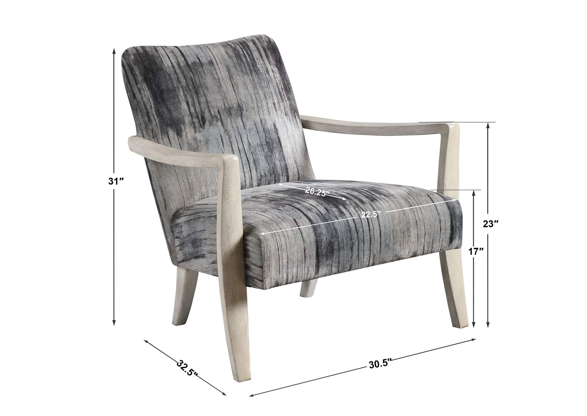 Uttermost Watercolor Gray Chenille Accent Chair