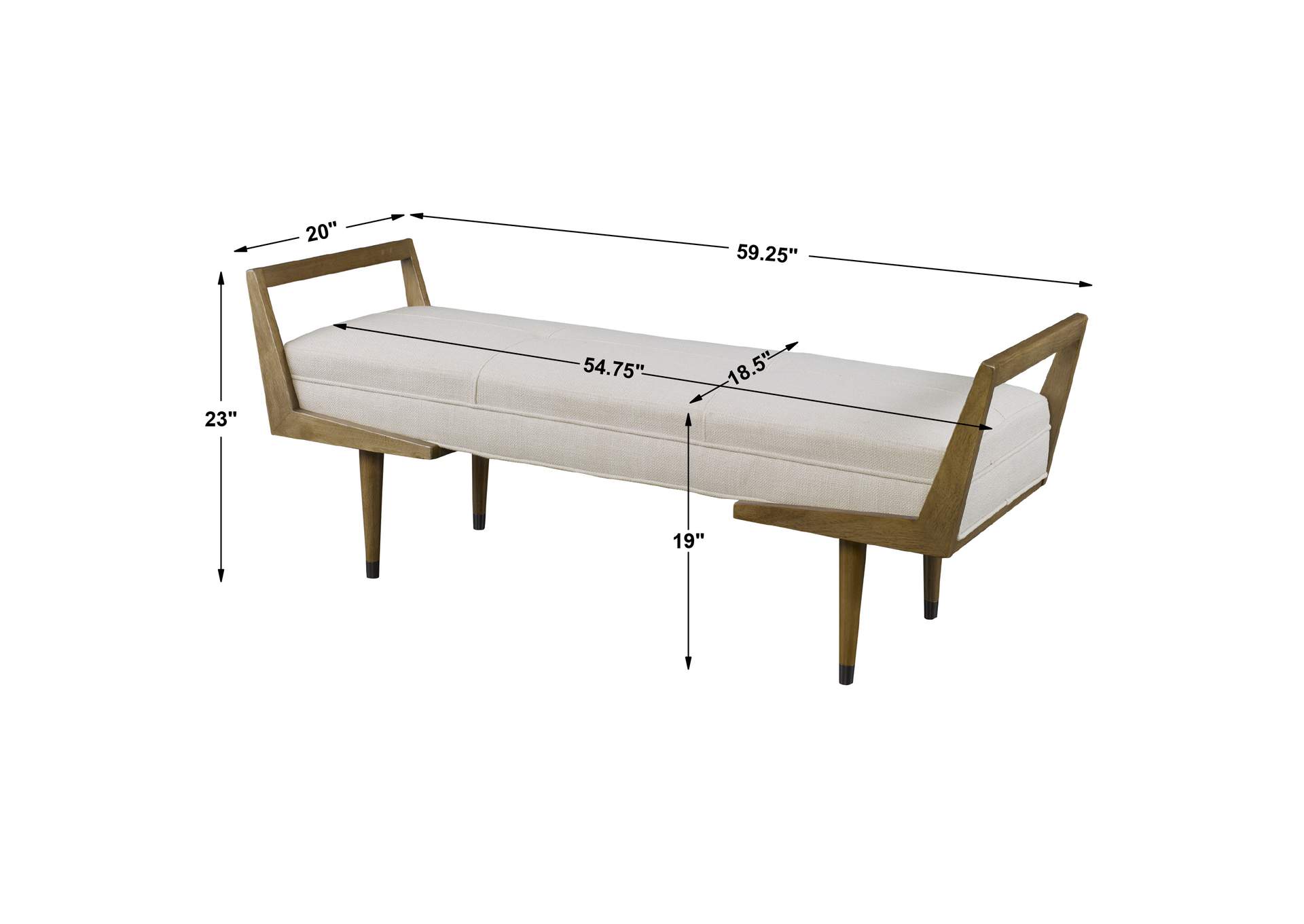 Uttermost Waylon Modern Ivory Bench