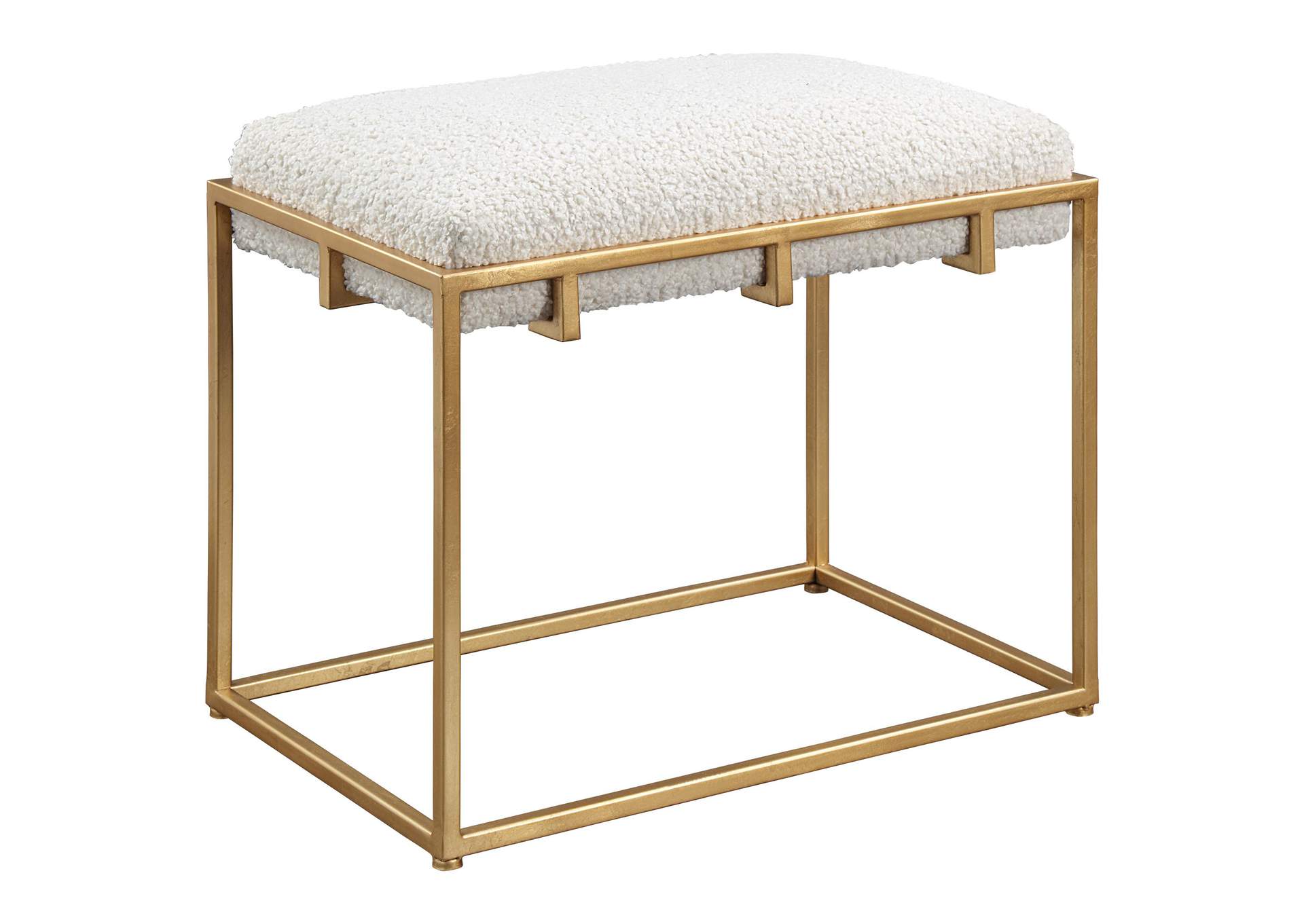 Uttermost Paradox Small Gold & White Shearling Bench