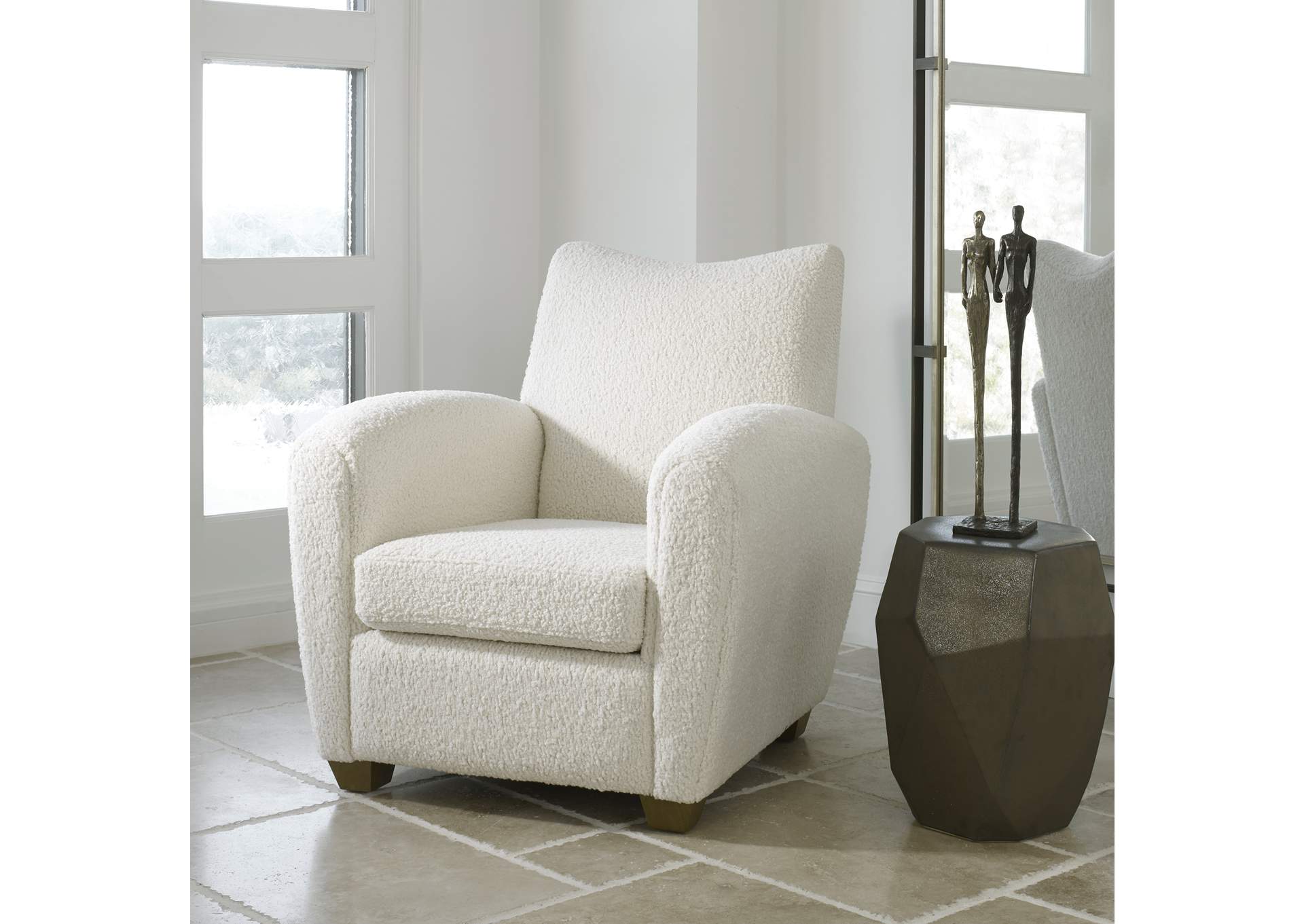 Uttermost Teddy White Shearling Accent Chair