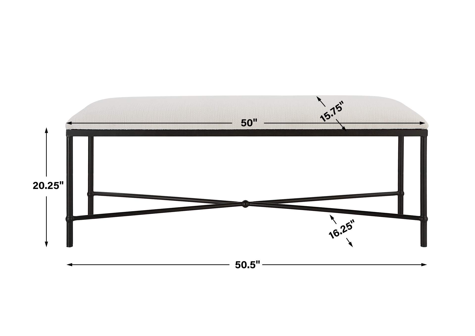 Uttermost Avenham Black Framed Bench